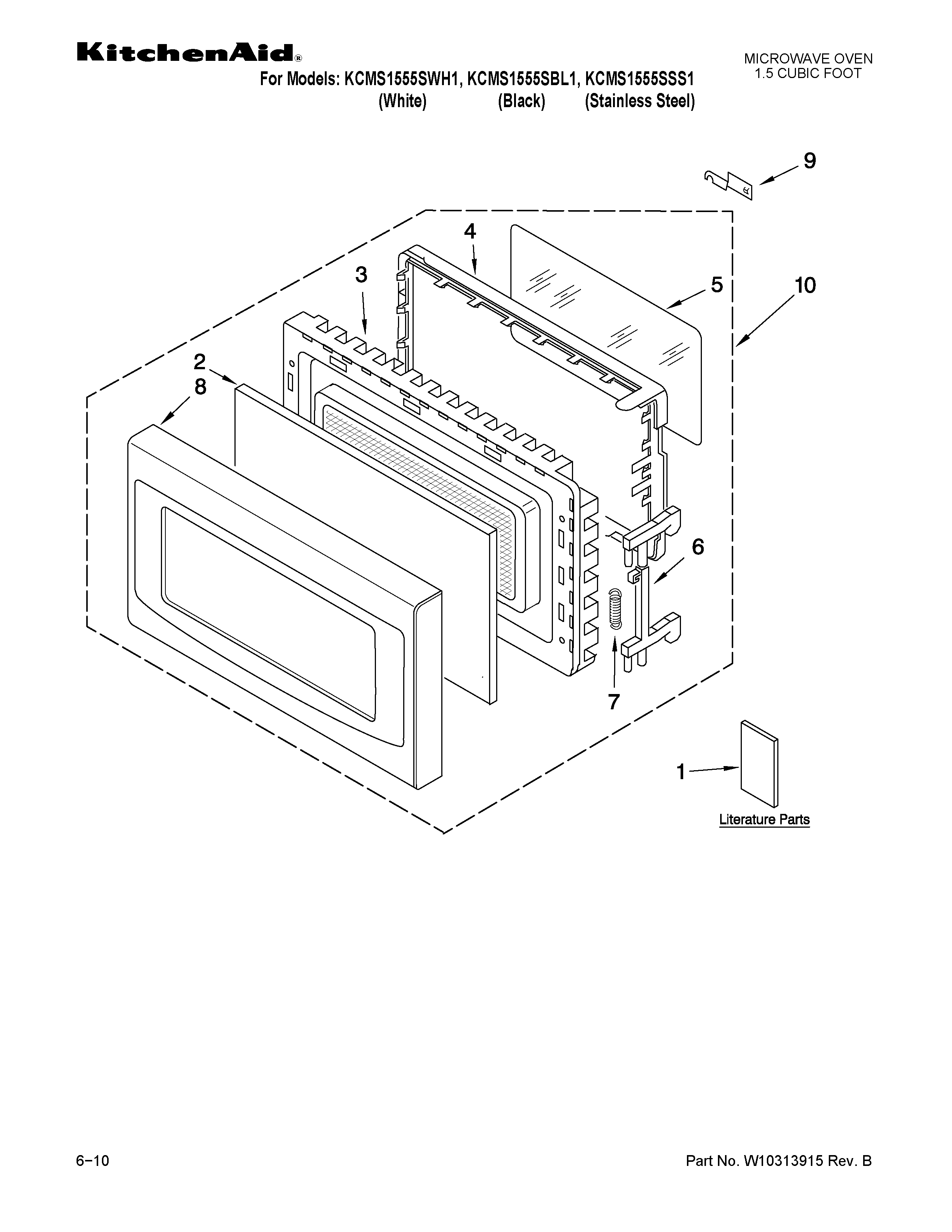 KitchenAid KCMS1555SSS1 door parts diagram