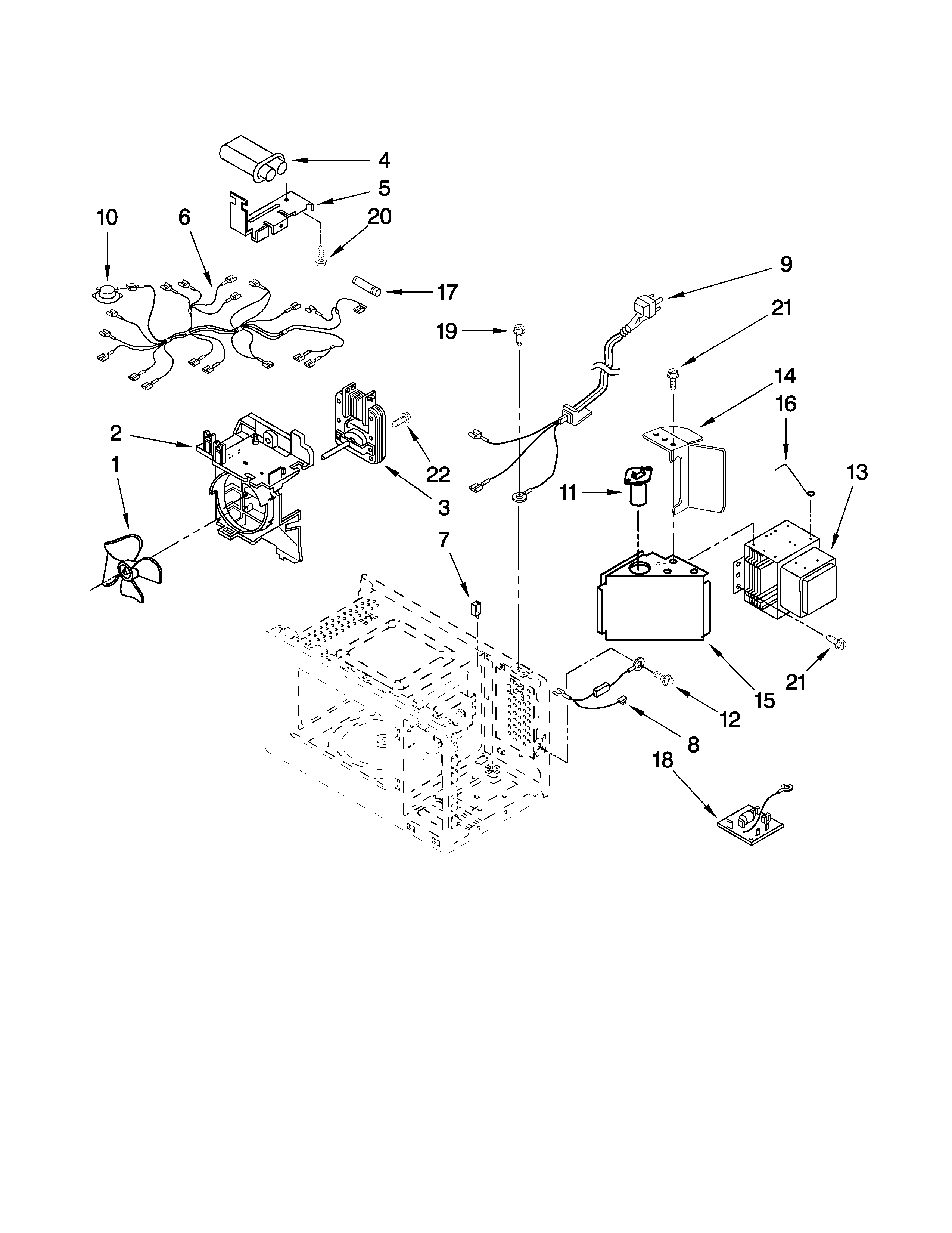 KitchenAid KCMS1555SSS1 oven interior parts diagram