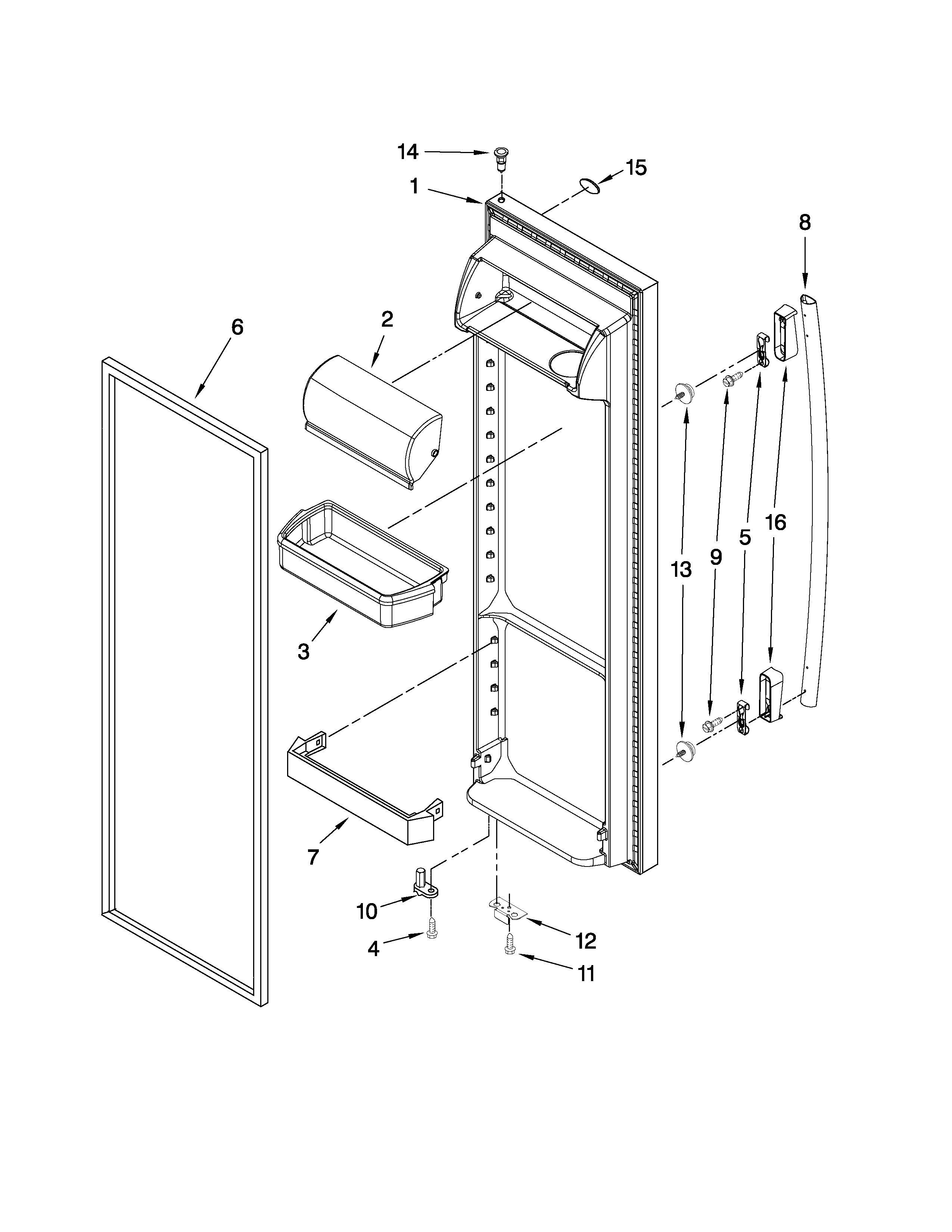 Whirlpool ED5LVAXWS01 refrigerator door parts diagram