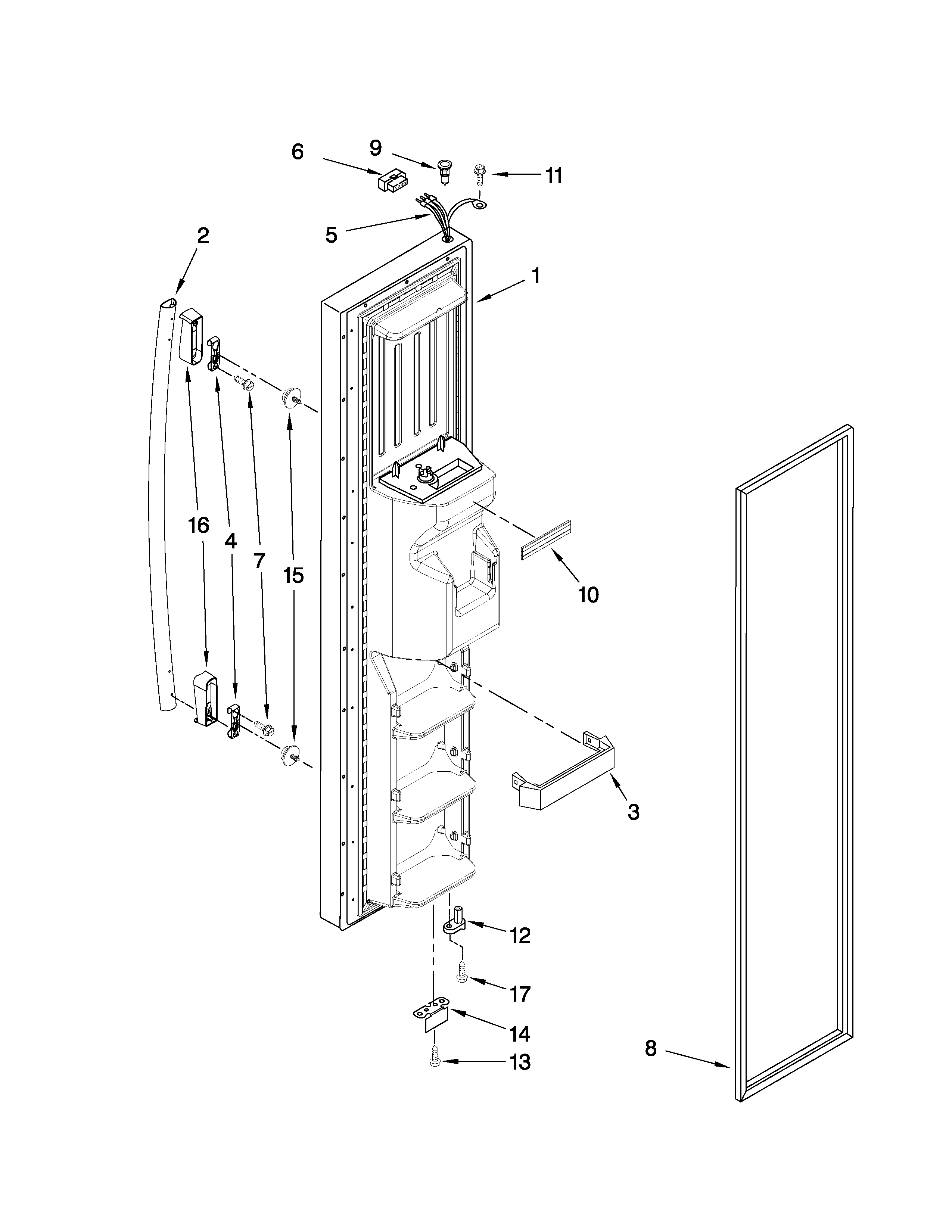Whirlpool ED5LVAXWS01 freezer door parts diagram