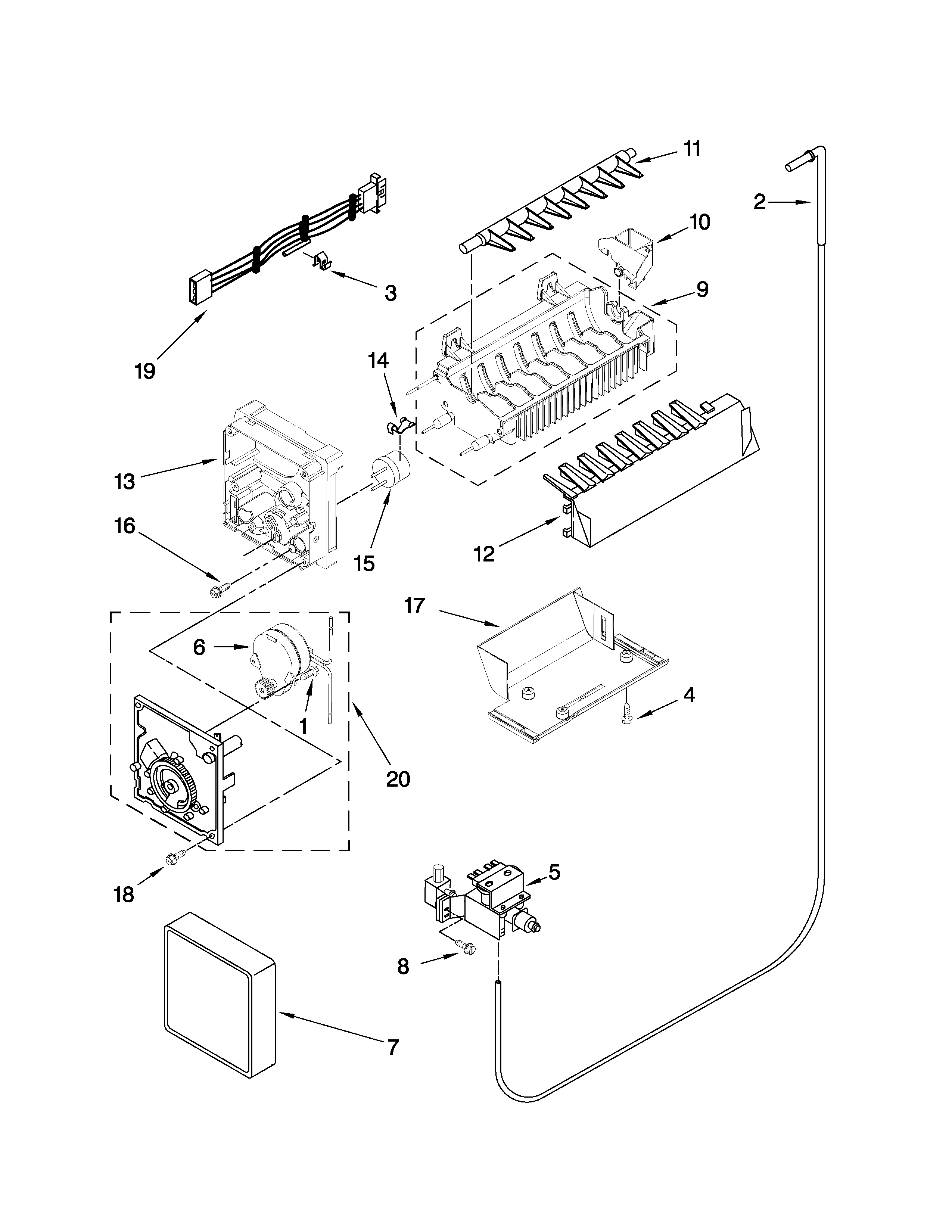 Whirlpool ED5LVAXWS01 icemaker parts diagram