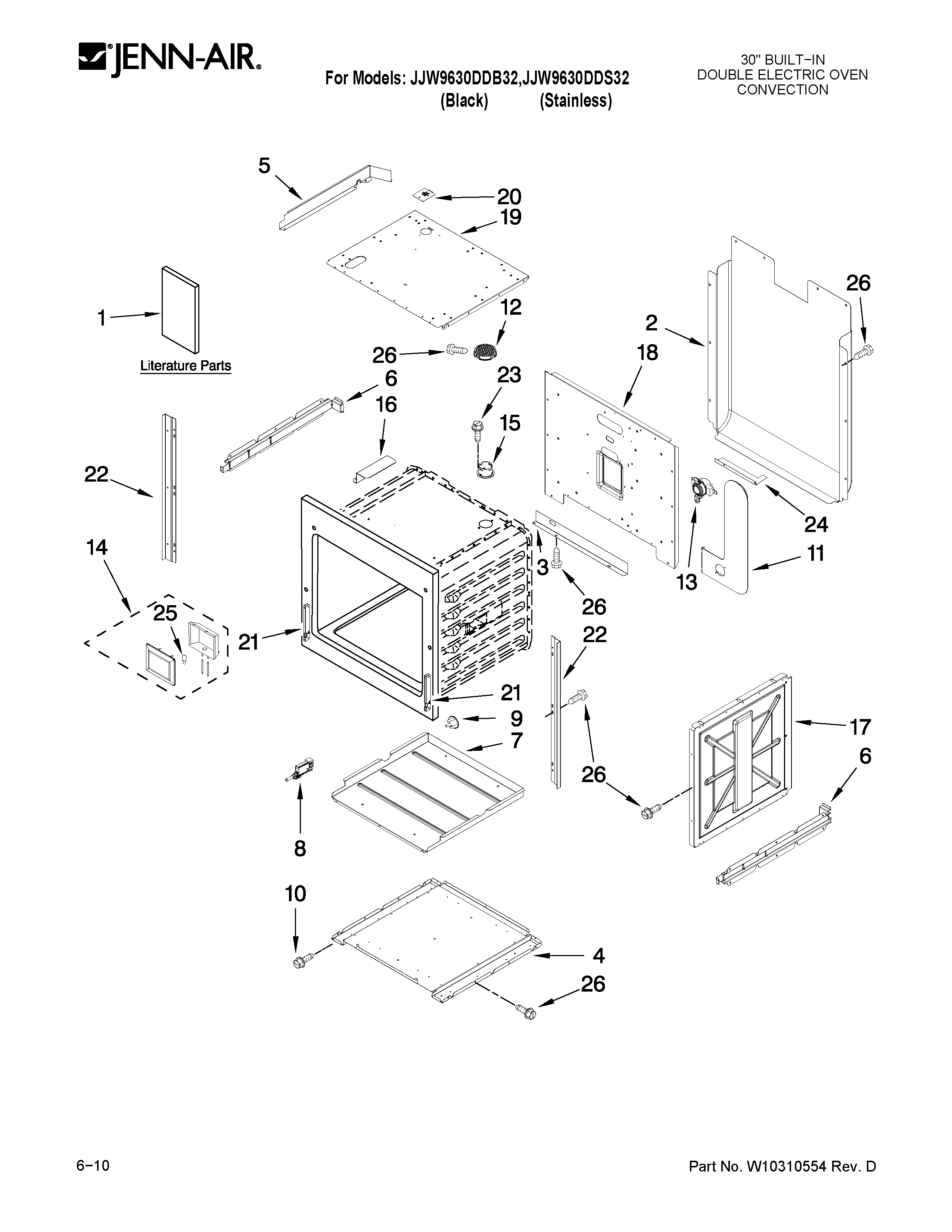 Jenn-Air JJW9630DDB32 upper oven parts diagram