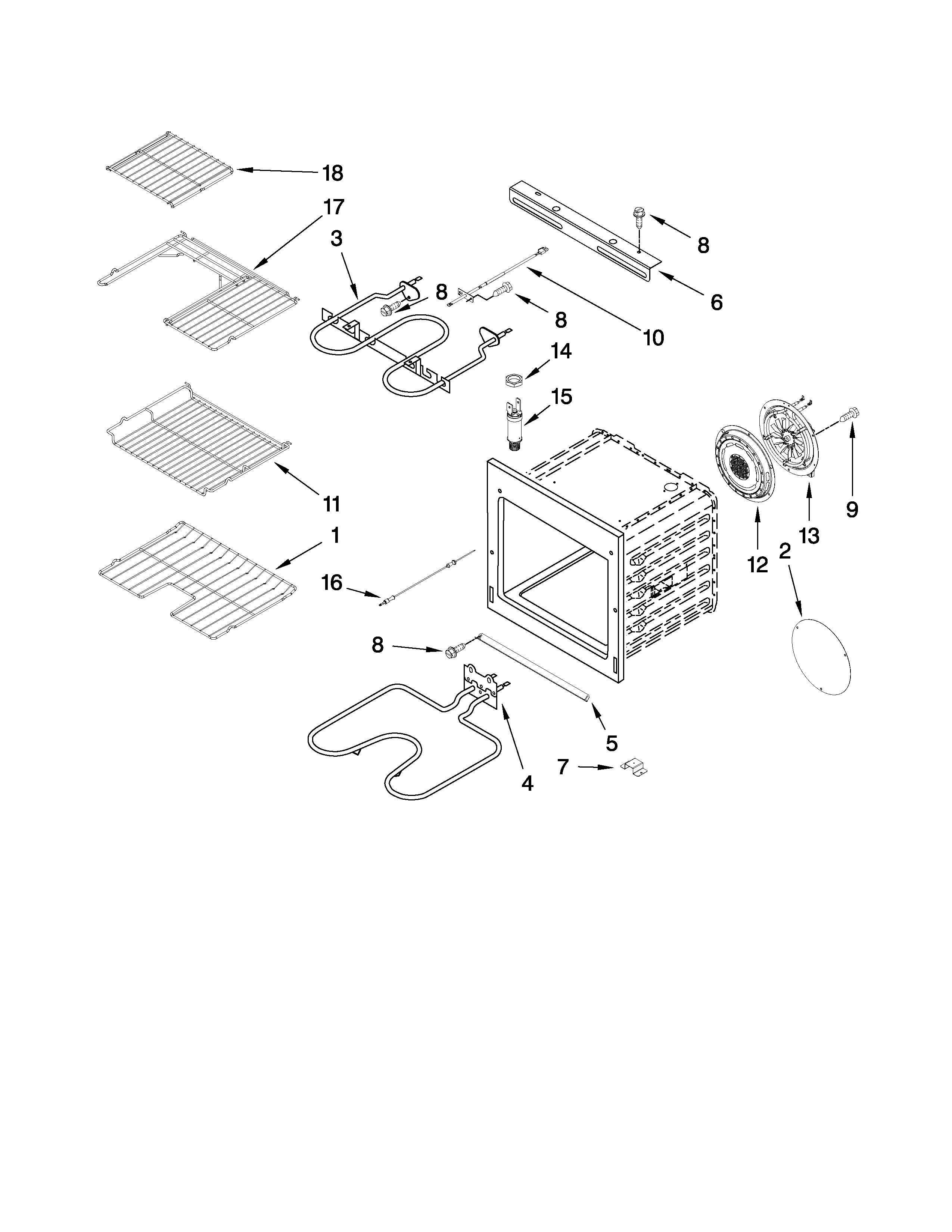 Jenn-Air JJW9630DDB32 internal oven parts diagram