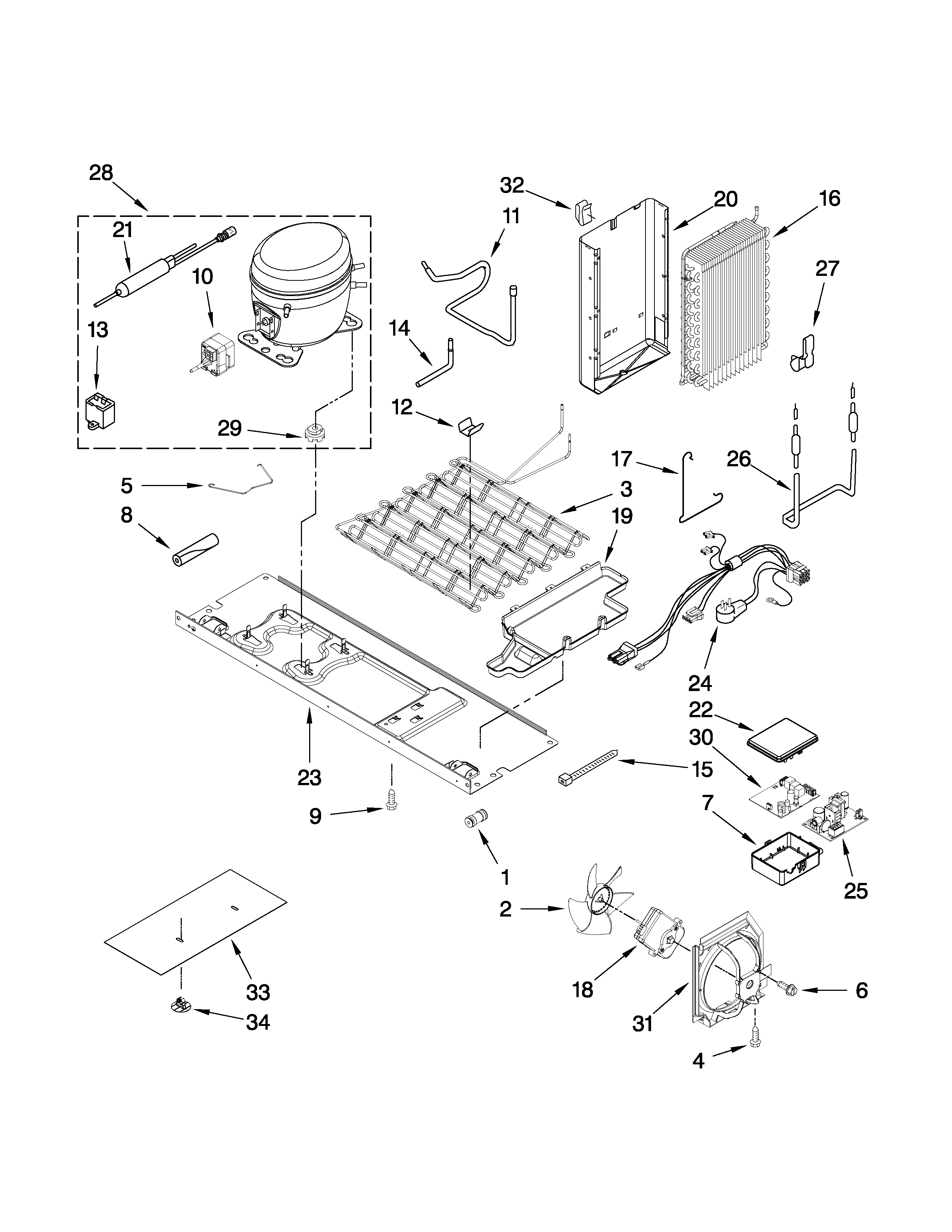Whirlpool WSF26D5EXB00 unit parts diagram