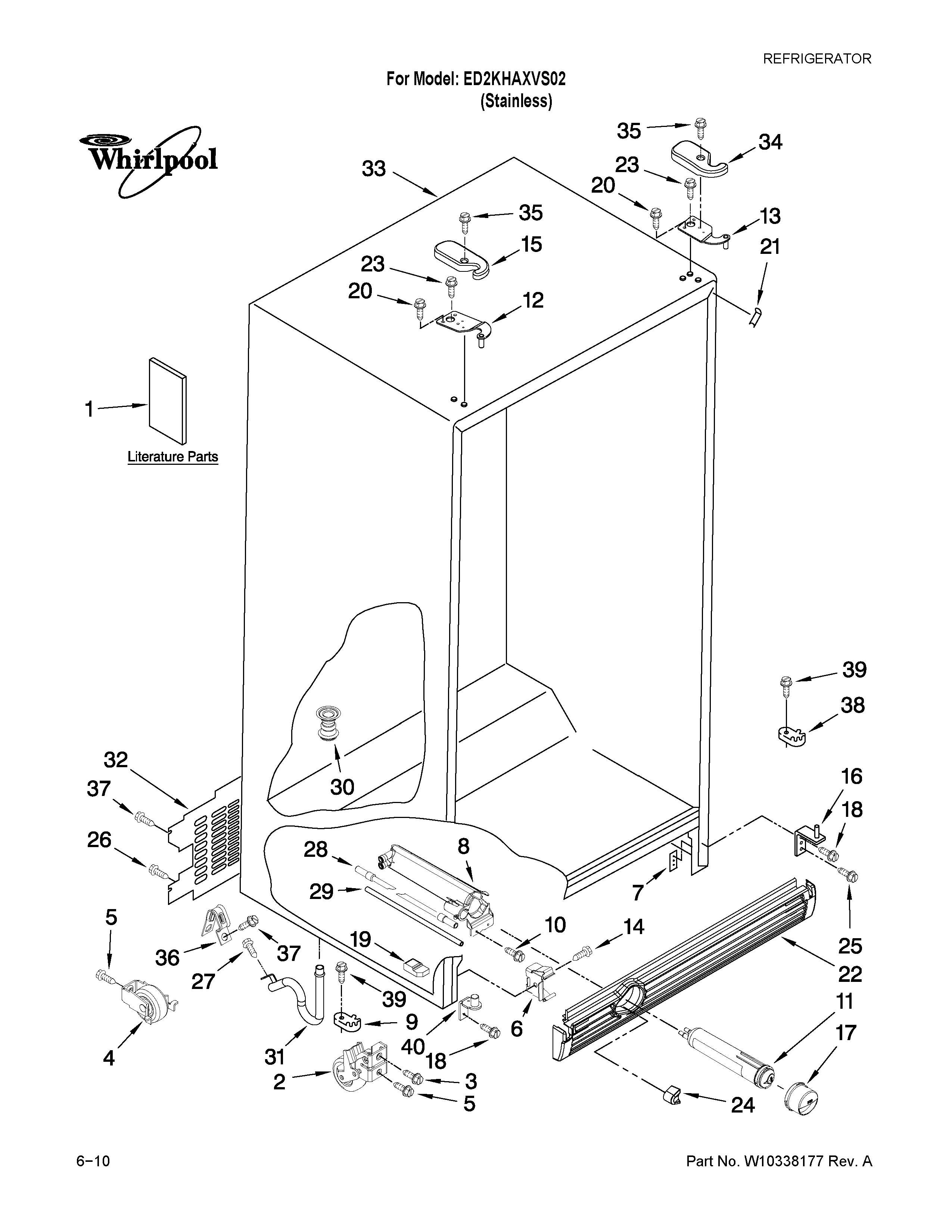 Whirlpool ED2KHAXVS02 cabinet parts diagram