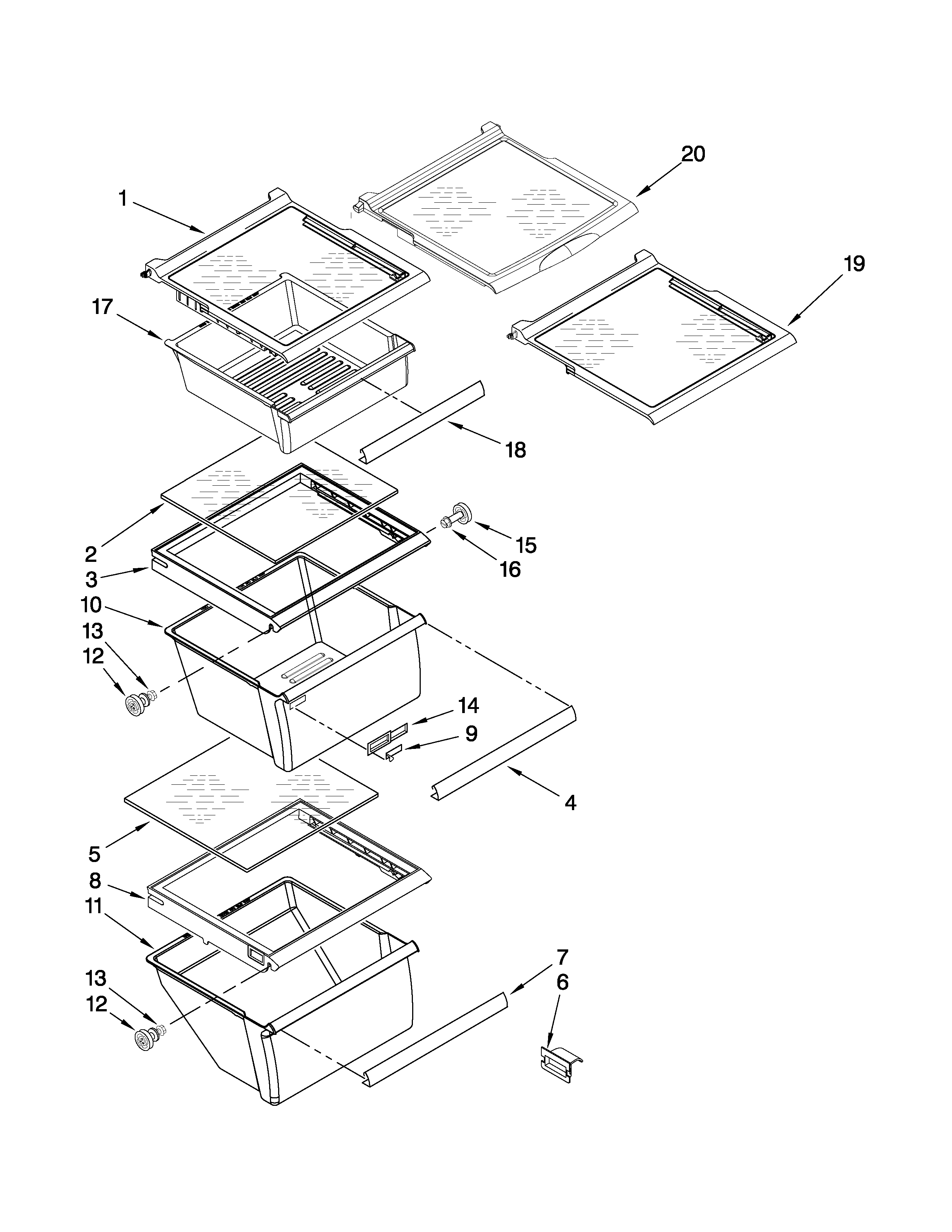 Whirlpool ED2KHAXVS02 refrigerator shelf parts diagram