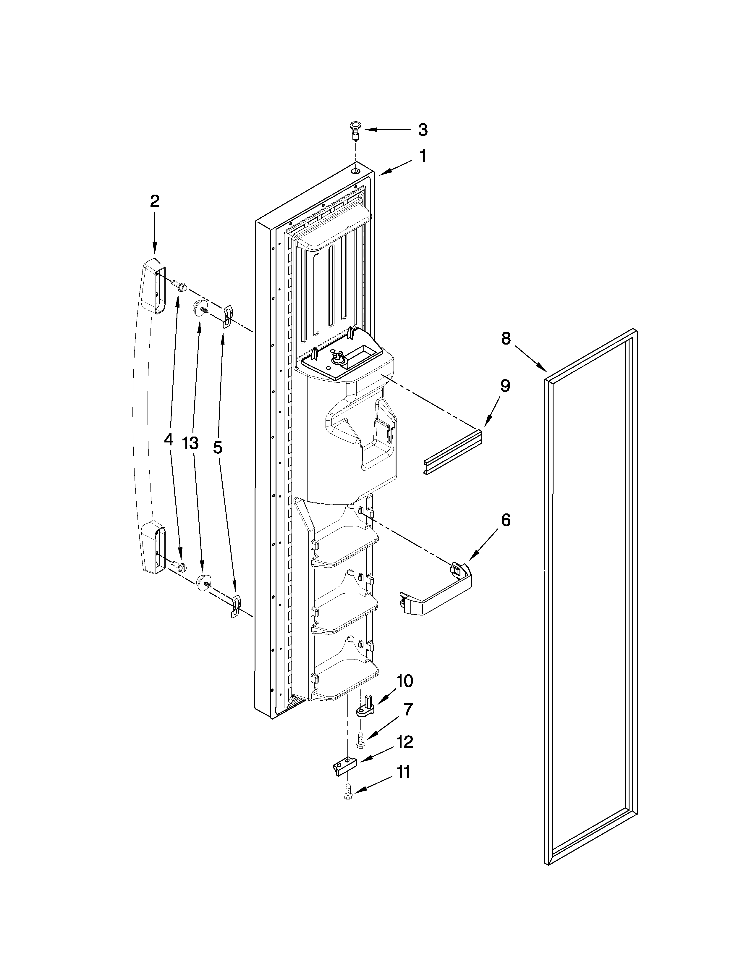 Whirlpool ED2KHAXVS02 freezer door parts diagram
