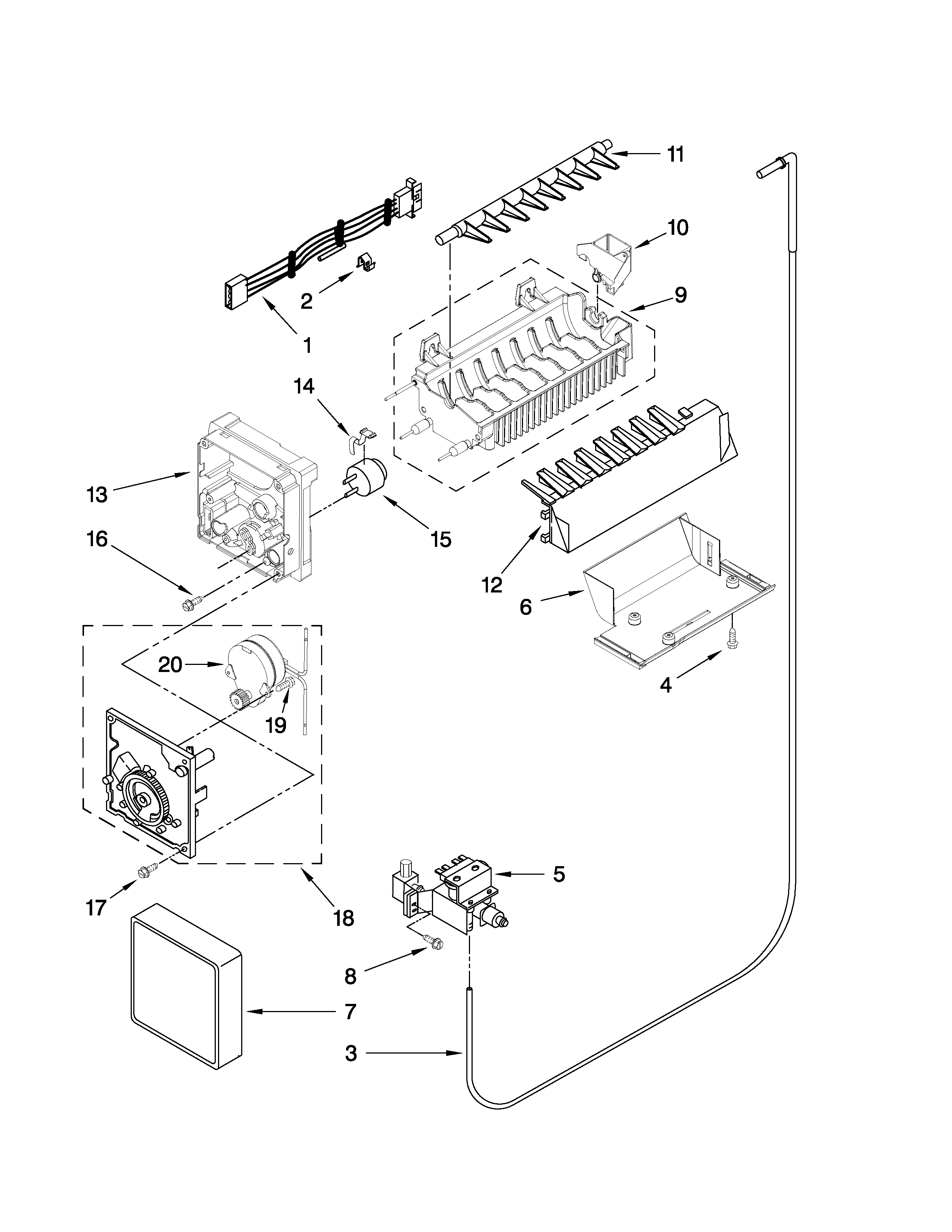 Whirlpool ED2KHAXVS02 icemaker parts diagram