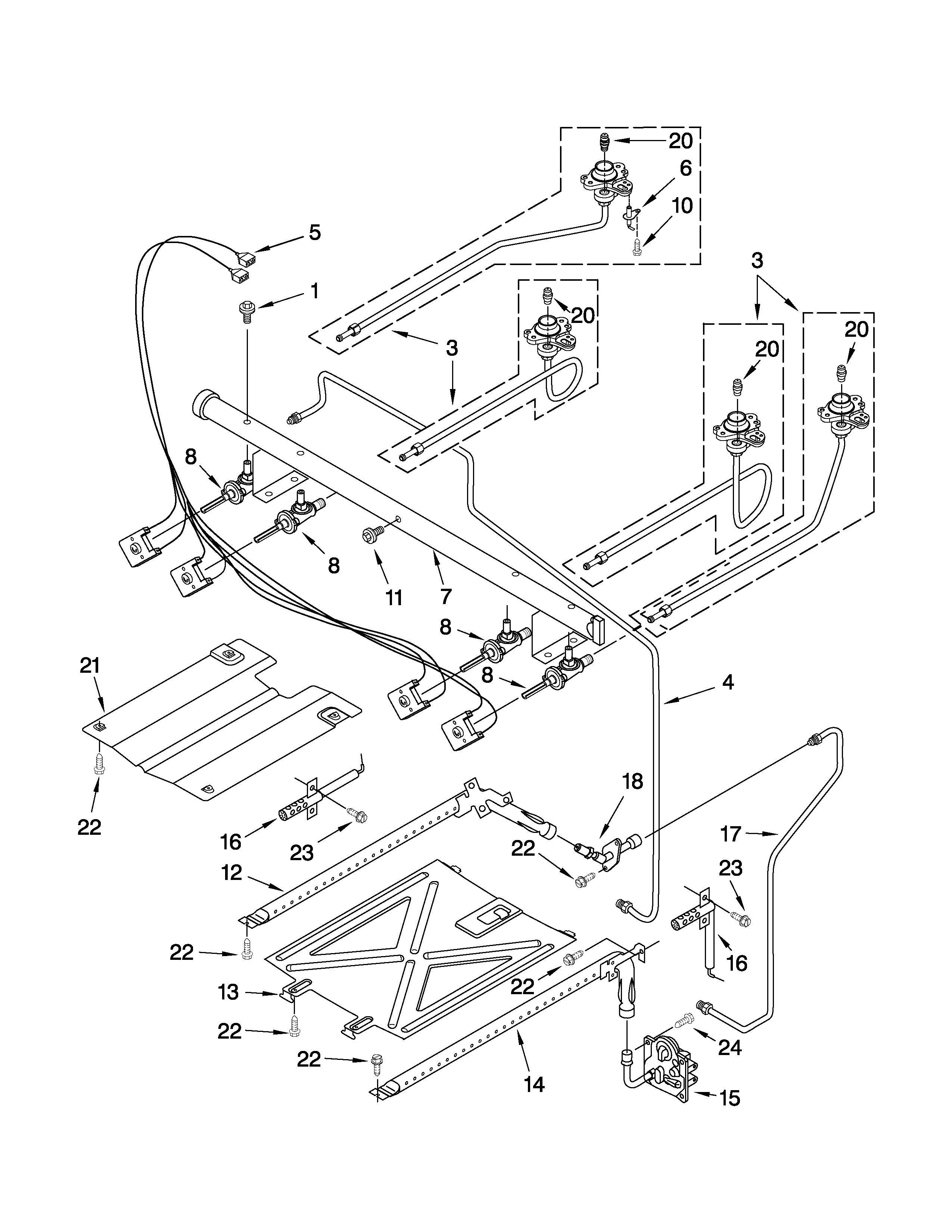 Maytag MGR7661WS0 manifold parts diagram