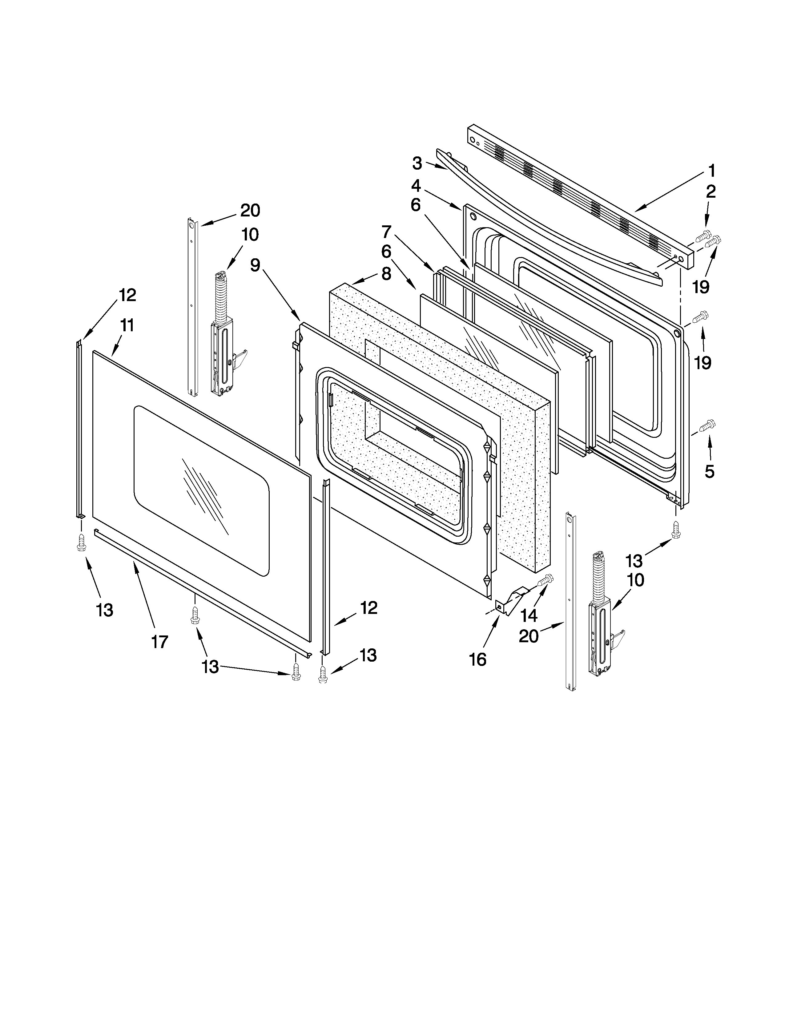 Maytag MGR7661WS0 door parts diagram