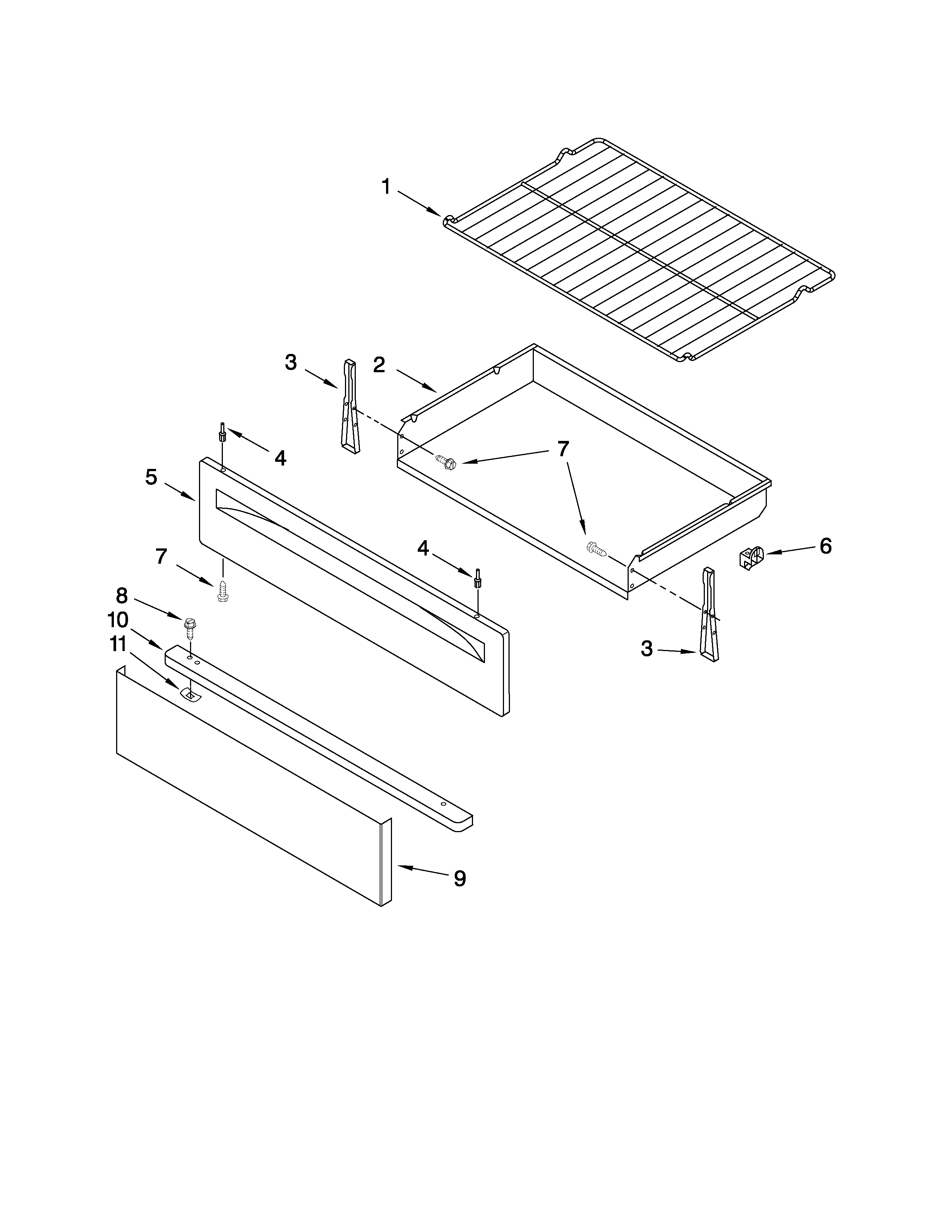 Maytag MGR7661WS0 drawer & broiler parts diagram