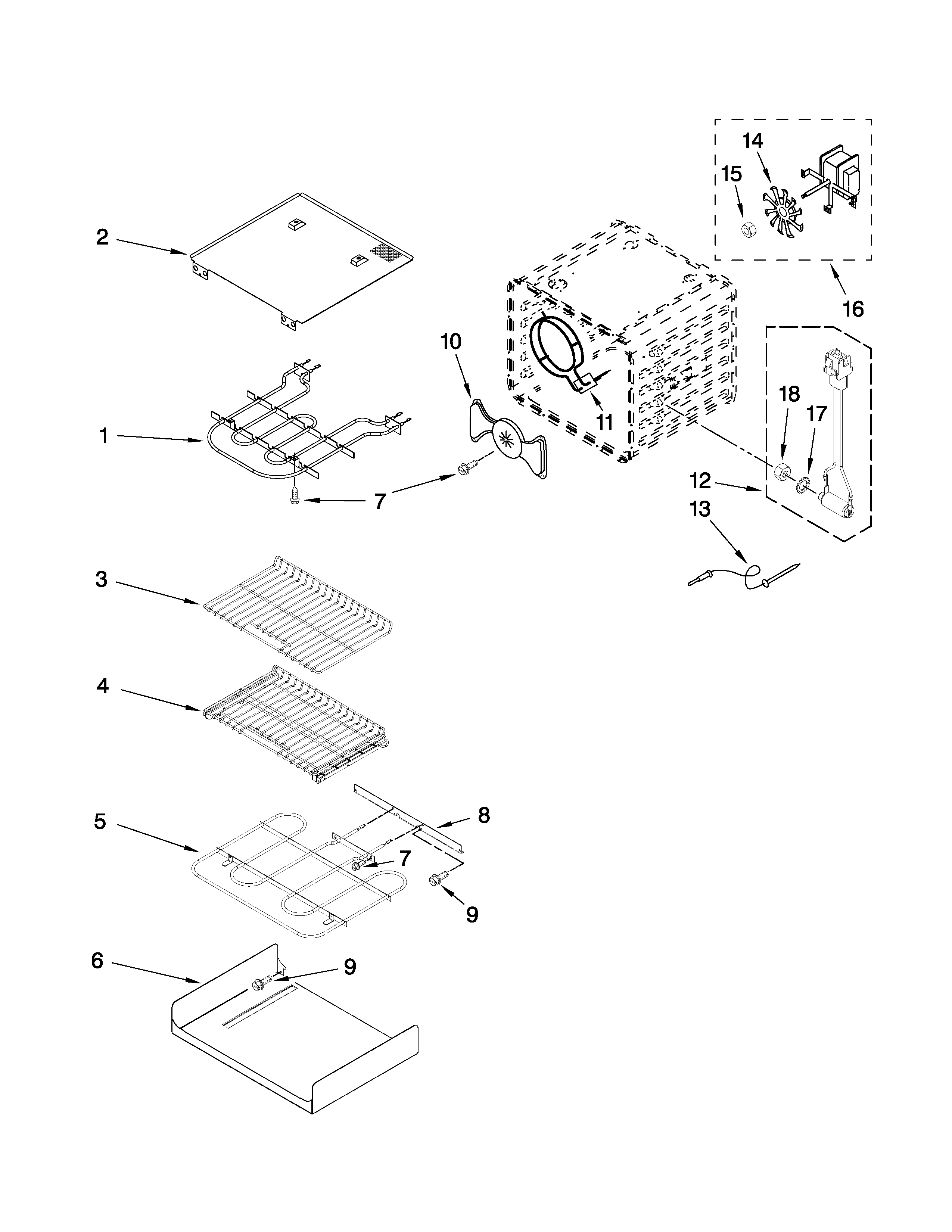 KitchenAid KEBS208SSS02 internal oven parts diagram
