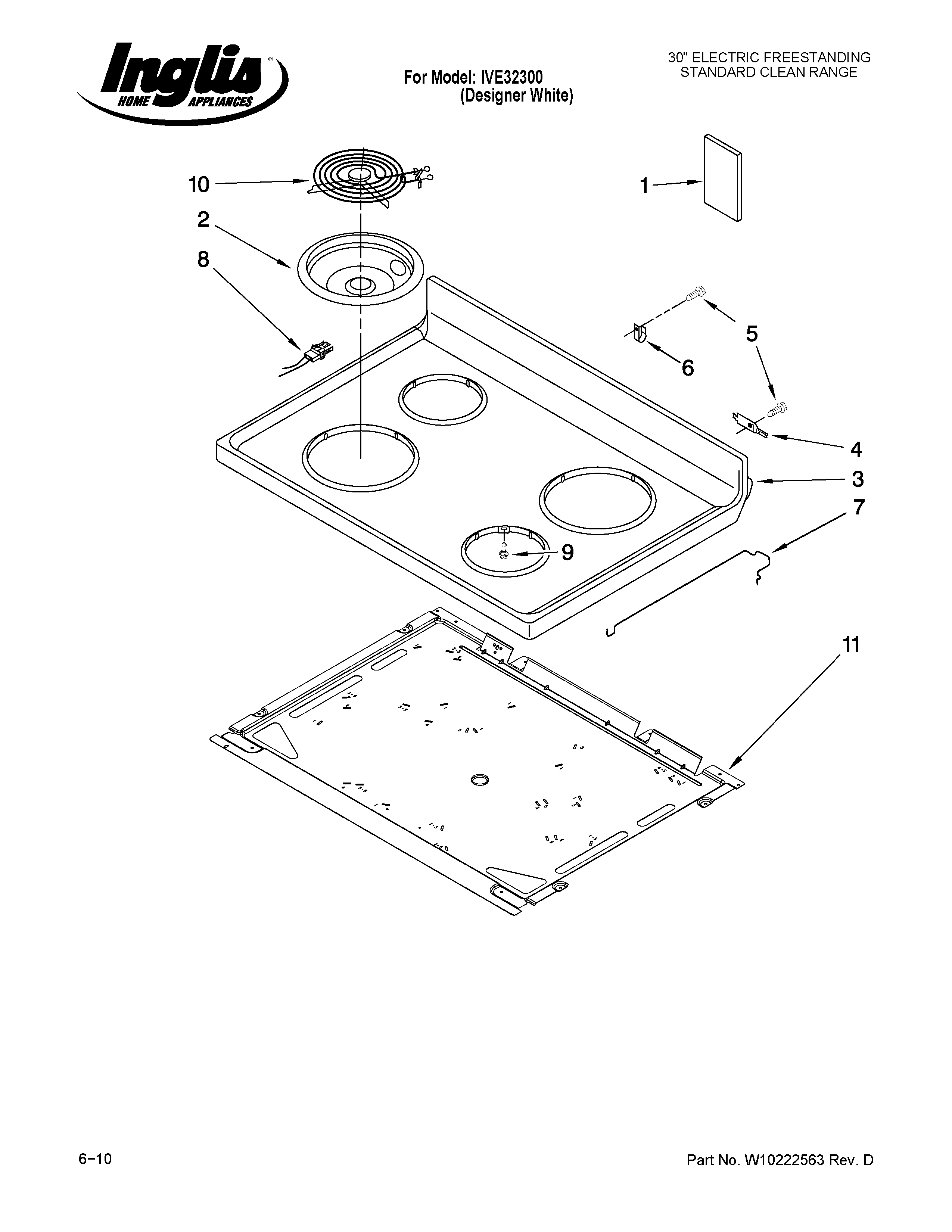 Inglis IVE32300 cooktop parts diagram