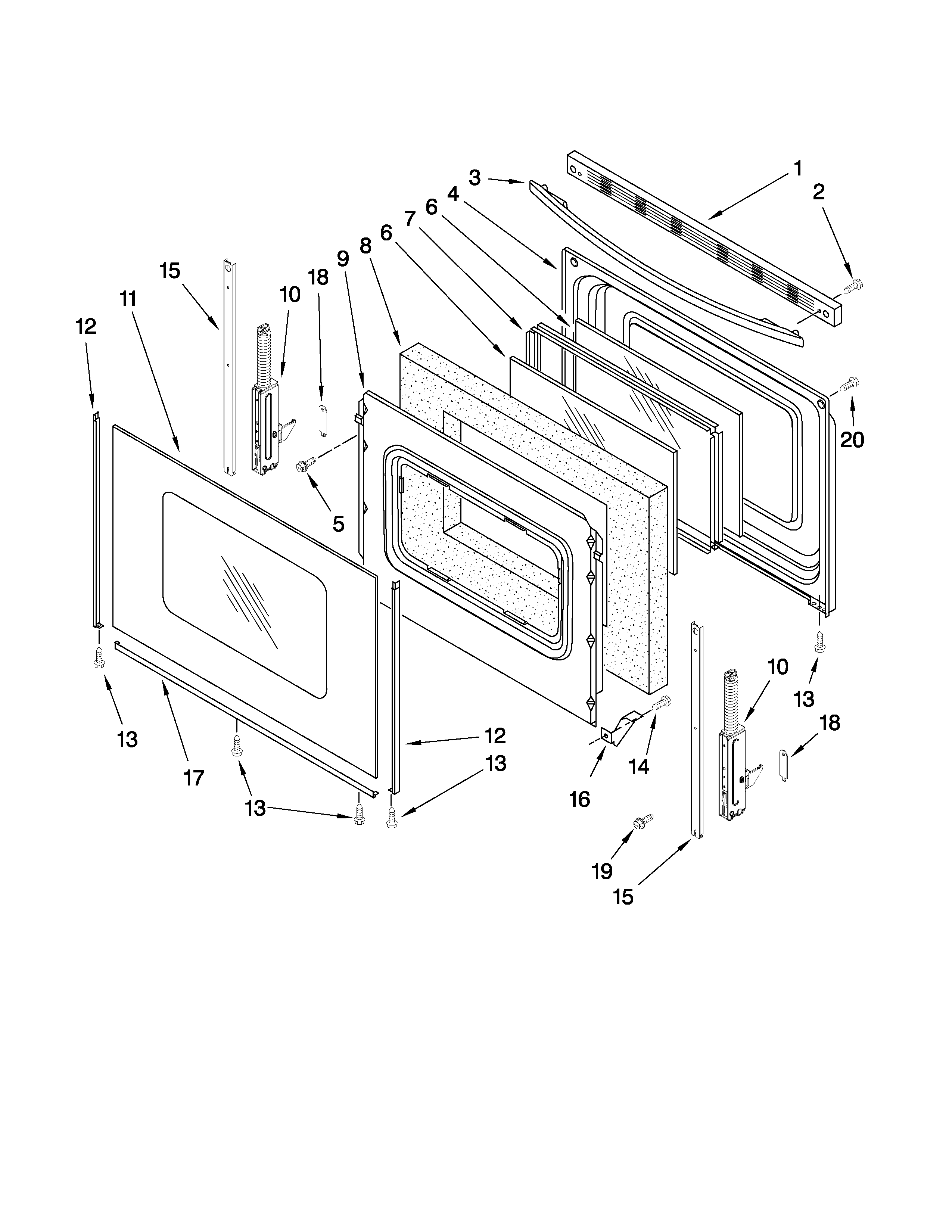 Whirlpool WFG381LVB1 door parts diagram