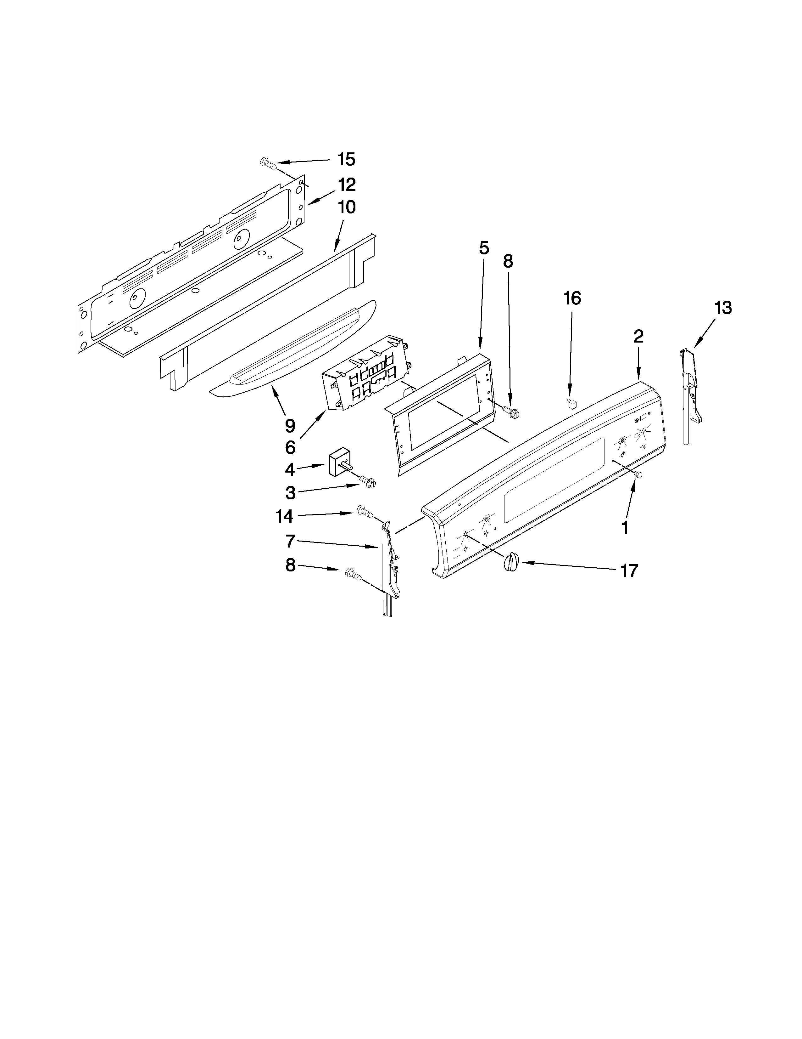 KitchenAid KERS205TBL3 control panel parts diagram