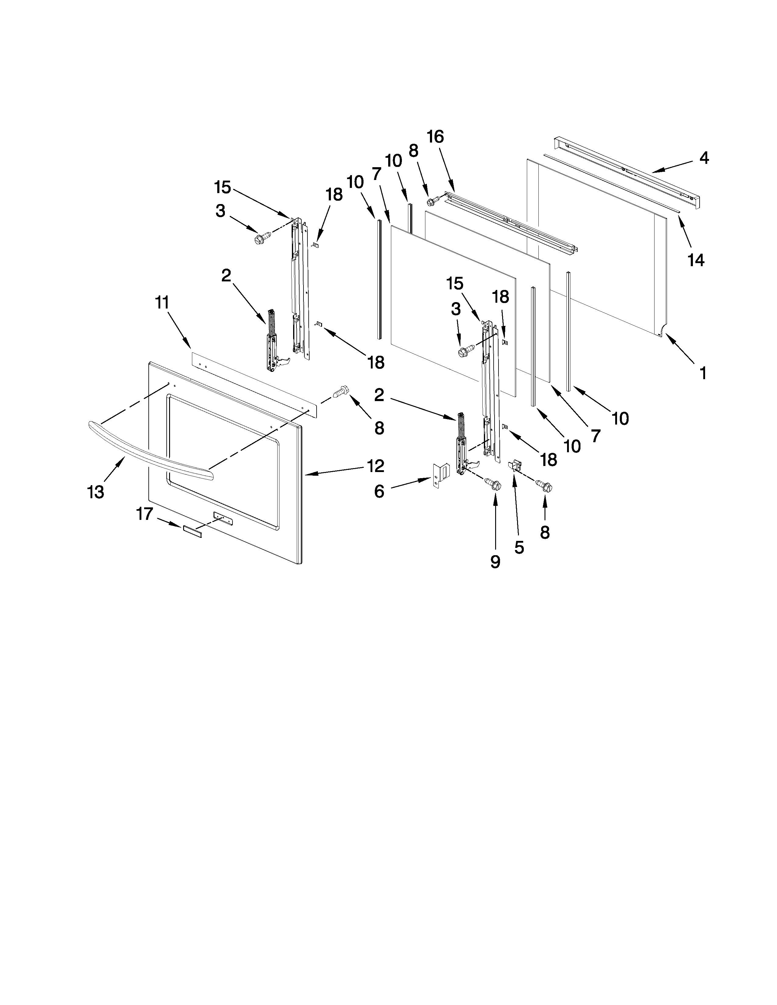 KitchenAid KEBS208SSS03 oven door parts diagram