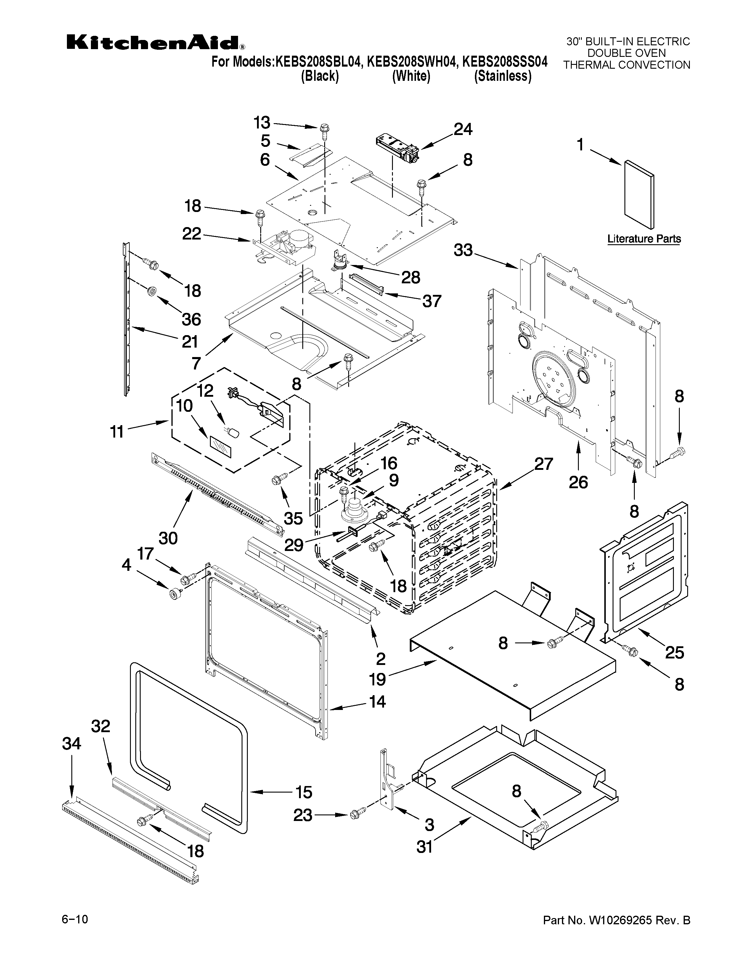KitchenAid KEBS208SBL04 oven parts diagram