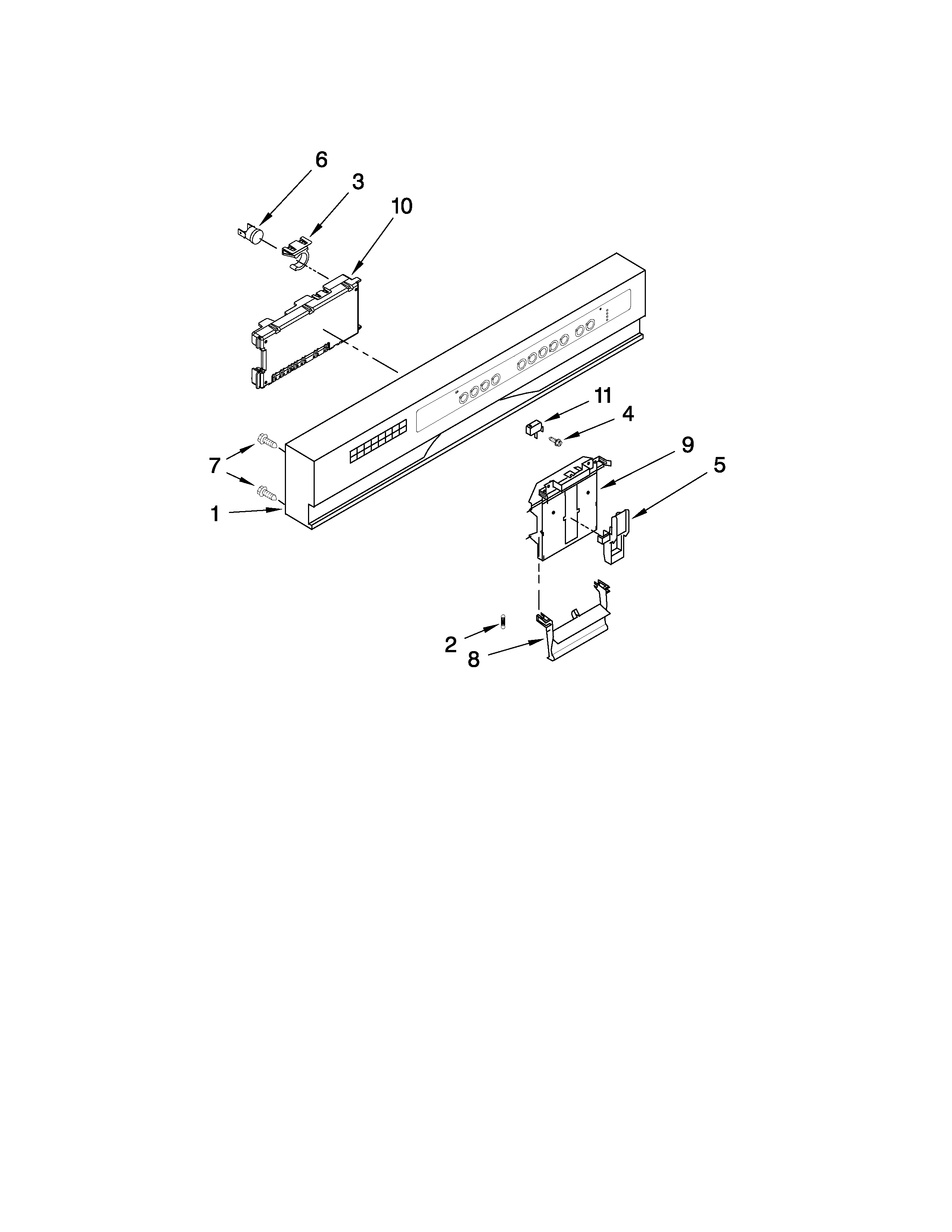 KitchenAid KUDS30IVBL2 control panel parts diagram