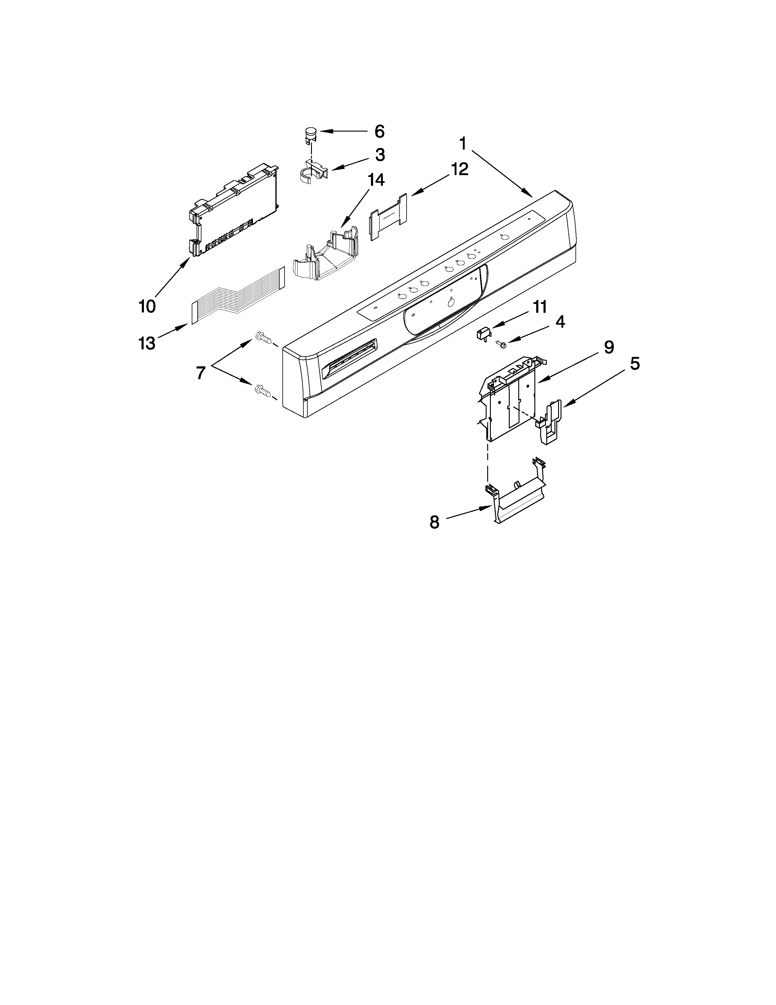 Jenn-Air JDB3000AWB3 control panel and latch parts diagram