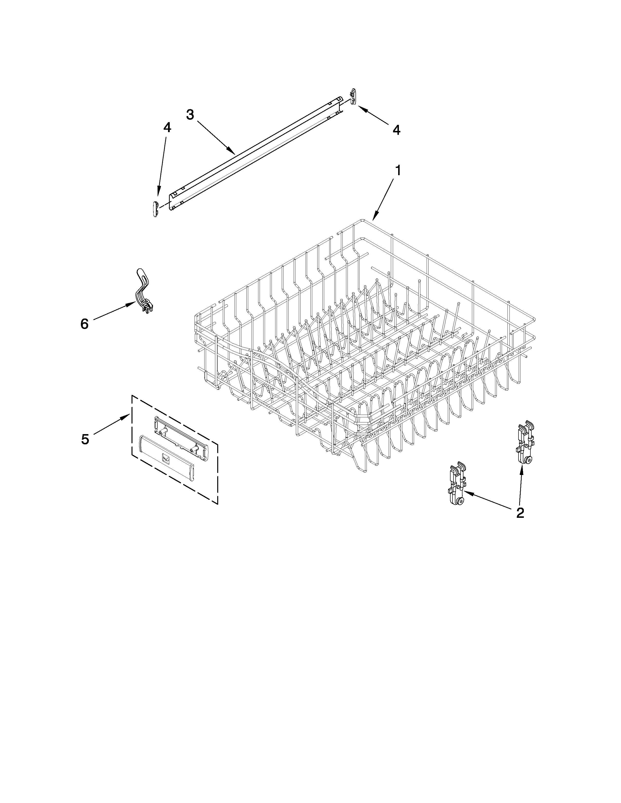 Jenn-Air JDB3000AWB3 upper rack and track parts diagram