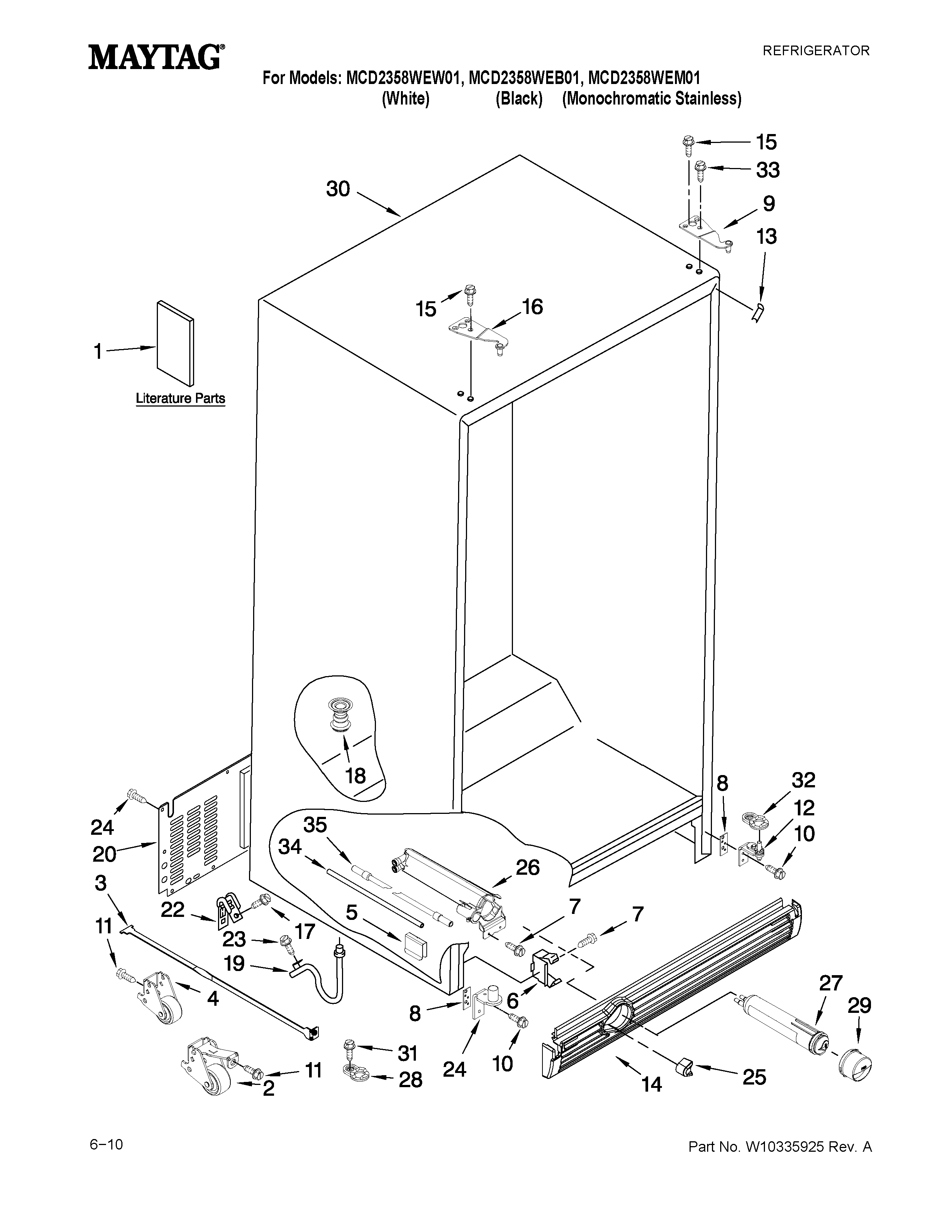 Maytag MCD2358WEW01 cabinet parts diagram