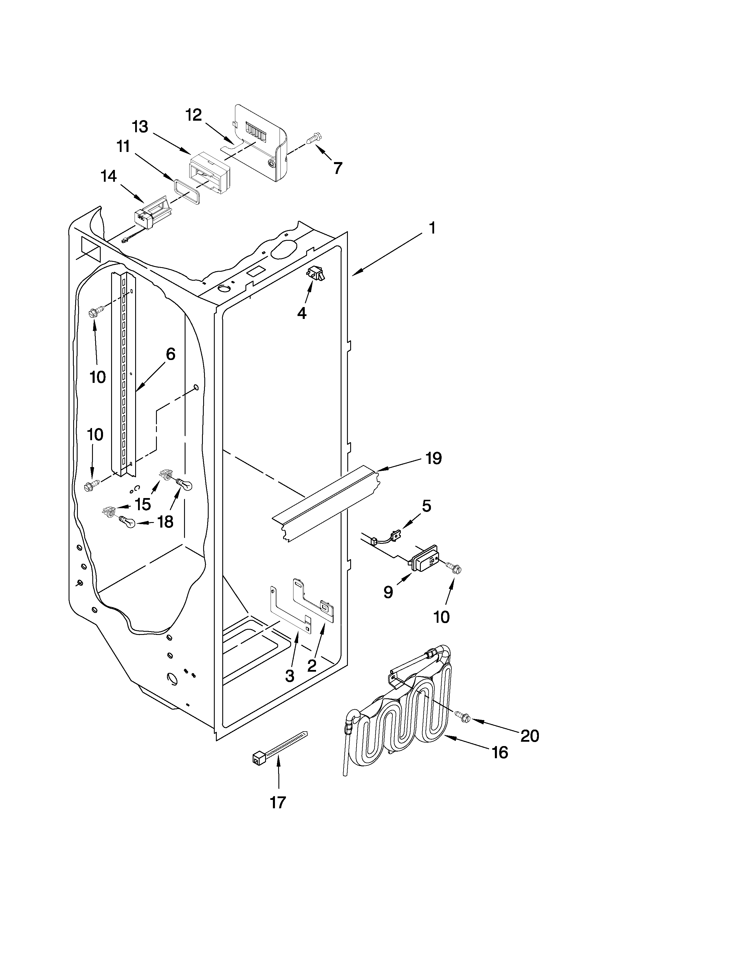 Maytag MCD2358WEW01 refrigerator liner parts diagram