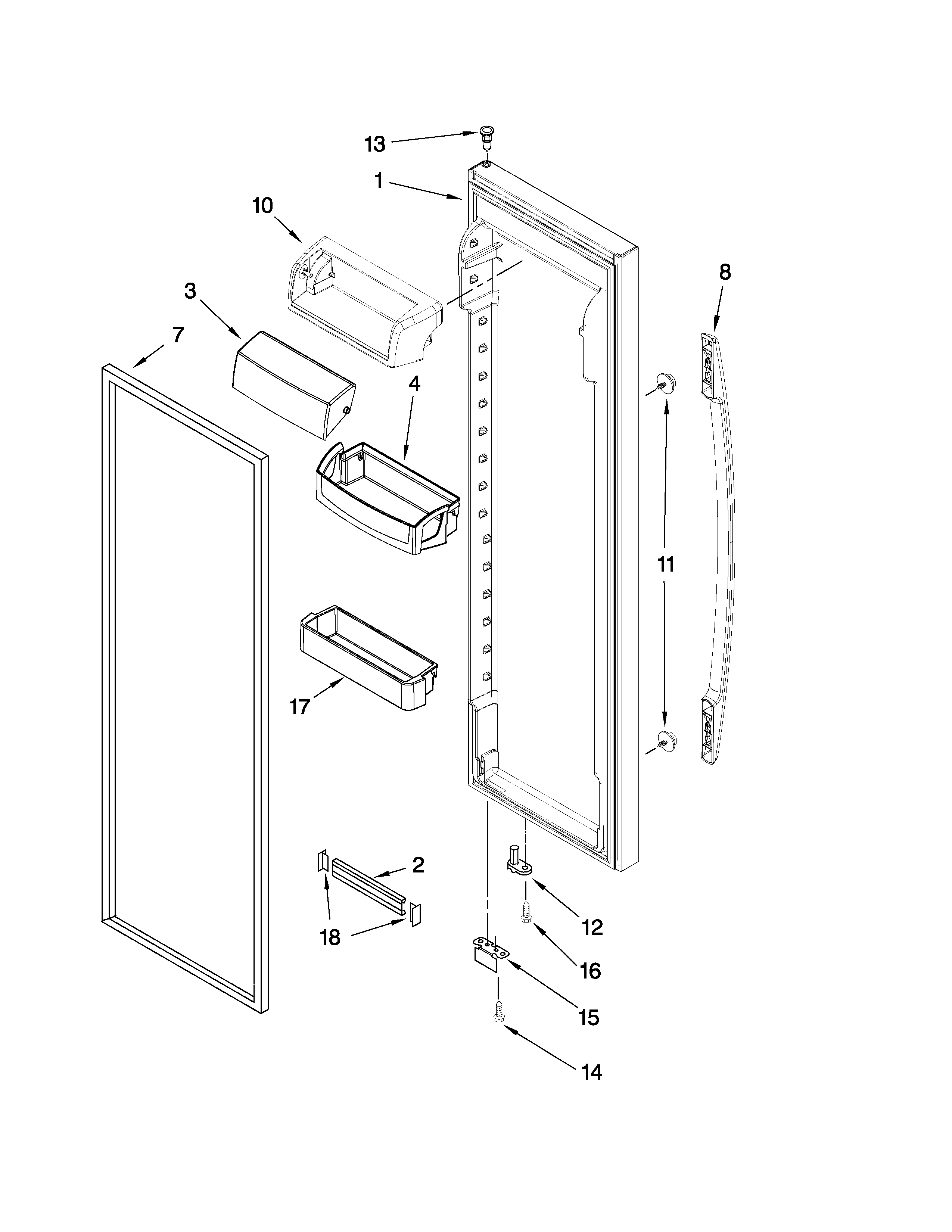 Maytag MCD2358WEW01 refrigerator door parts diagram