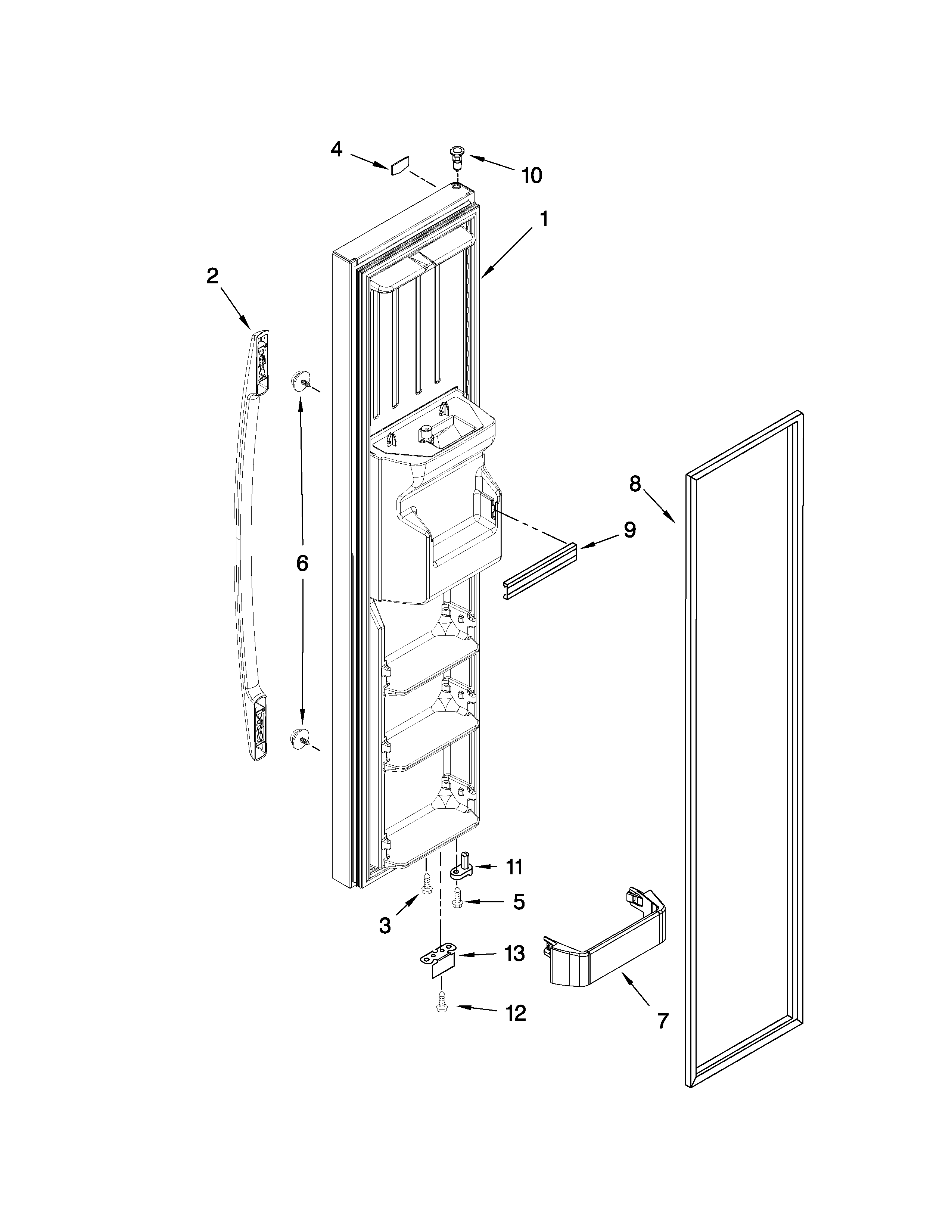 Maytag MCD2358WEW01 freezer door parts diagram