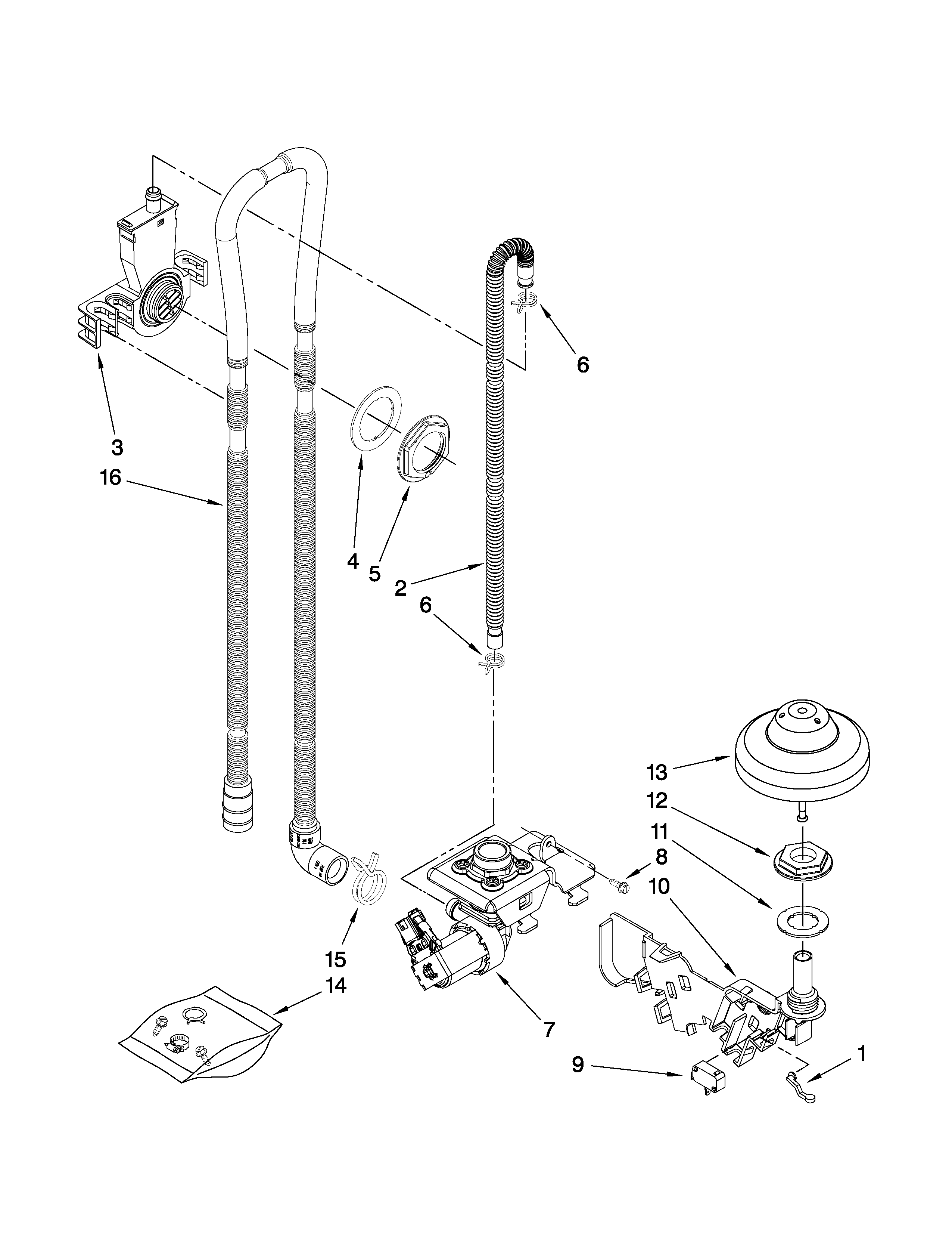 Jenn-Air JDB3200AWW3 fill and overfill parts diagram