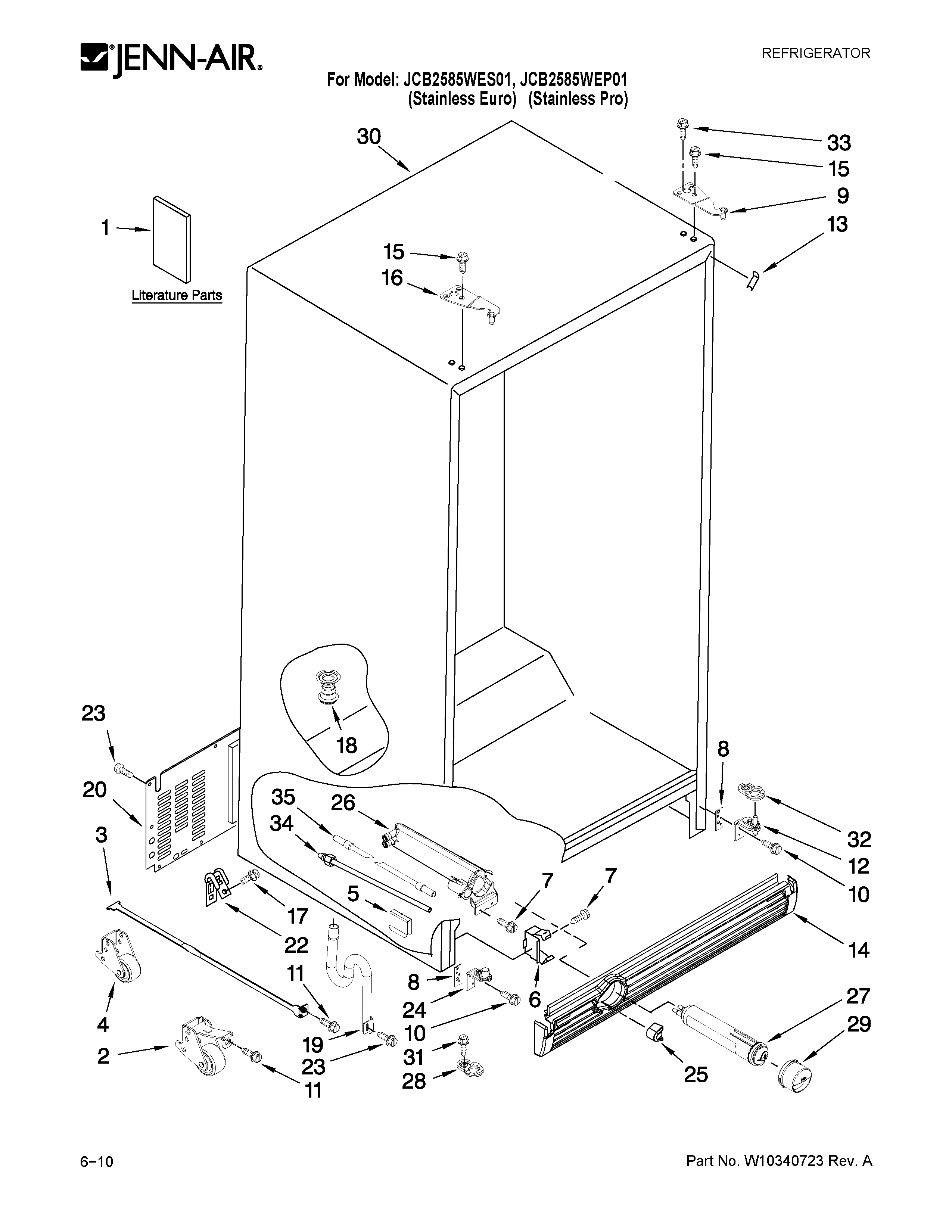 Jenn-Air JCB2585WES01 cabinet parts diagram