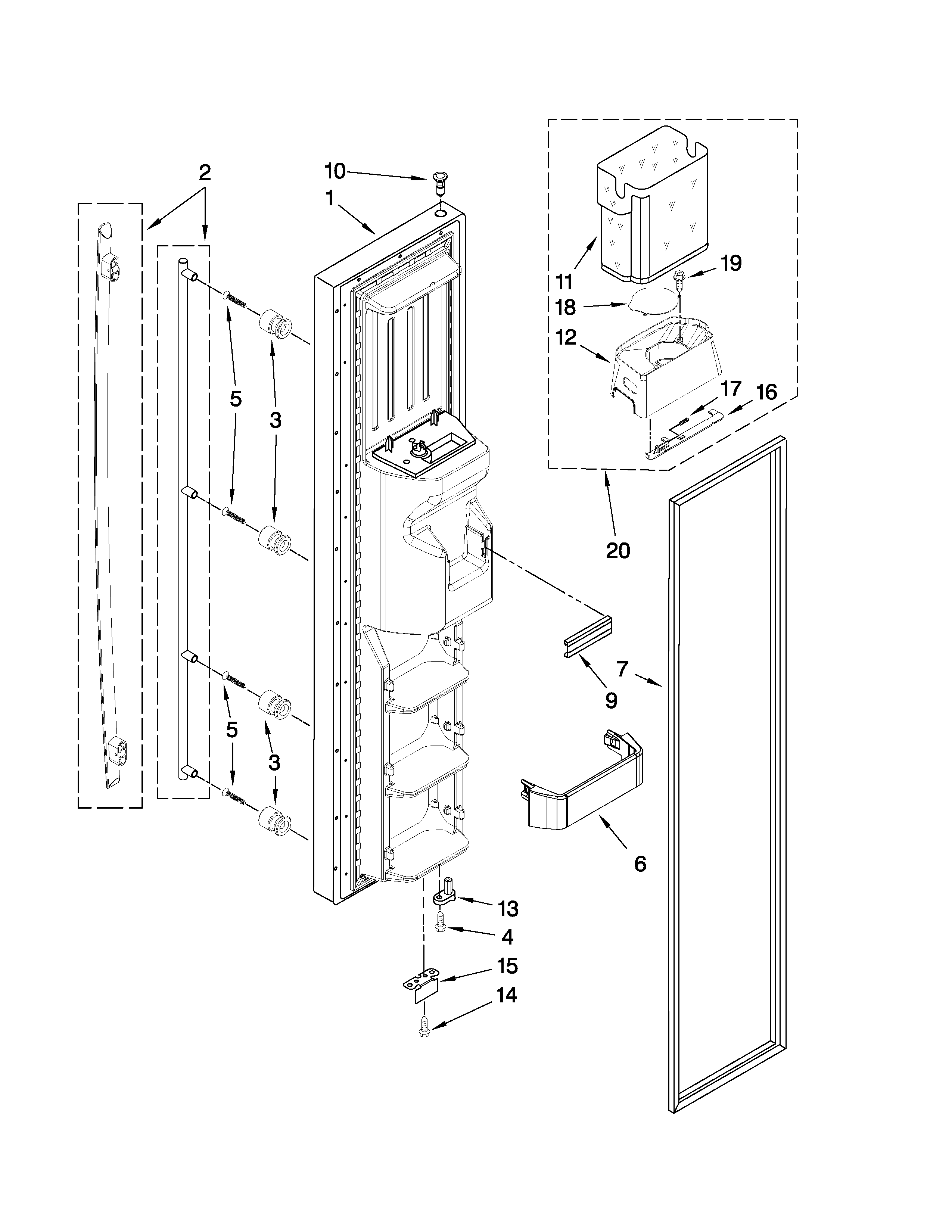 Jenn-Air JCB2585WES01 freezer door parts diagram