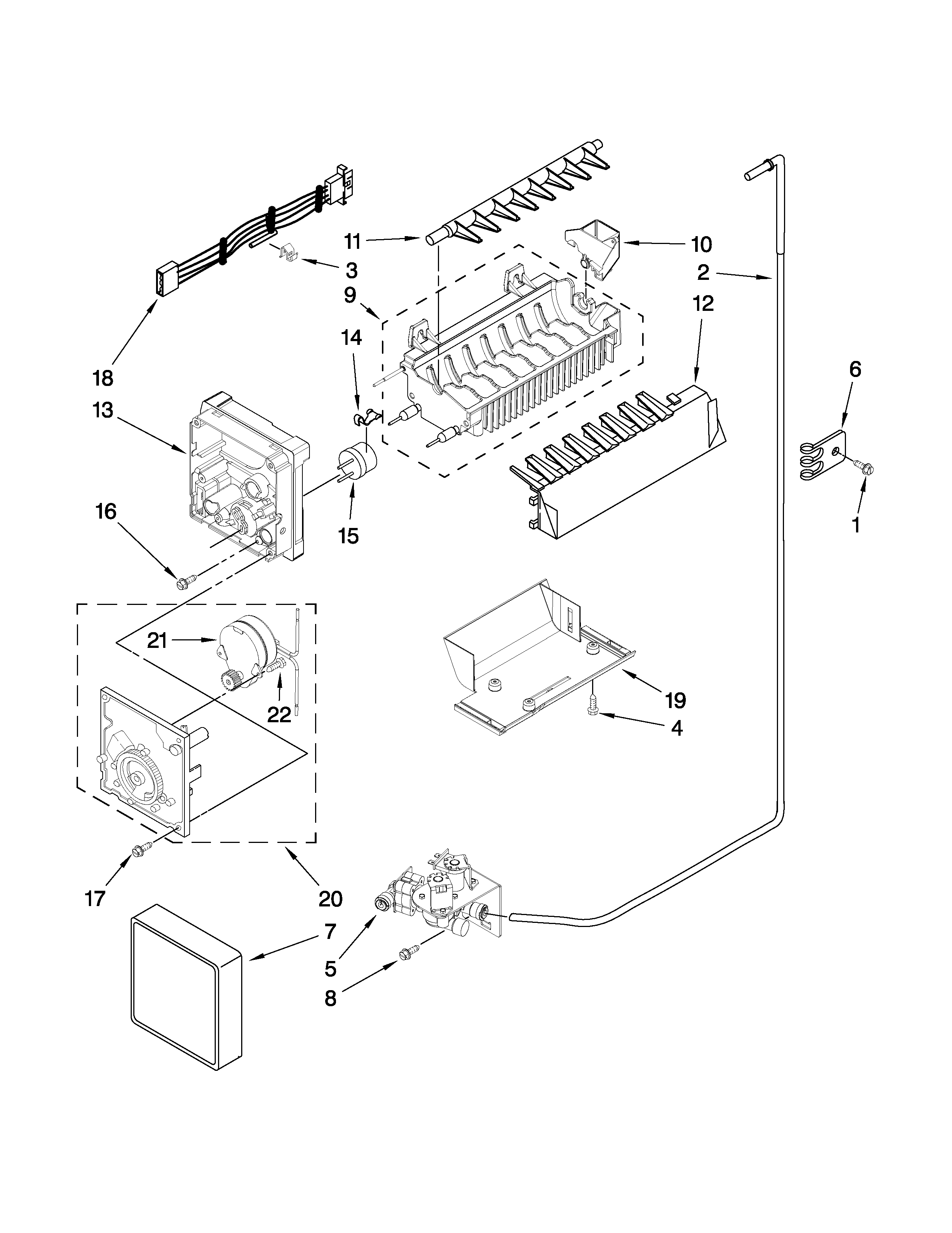 Jenn-Air JCB2585WES01 icemaker parts diagram
