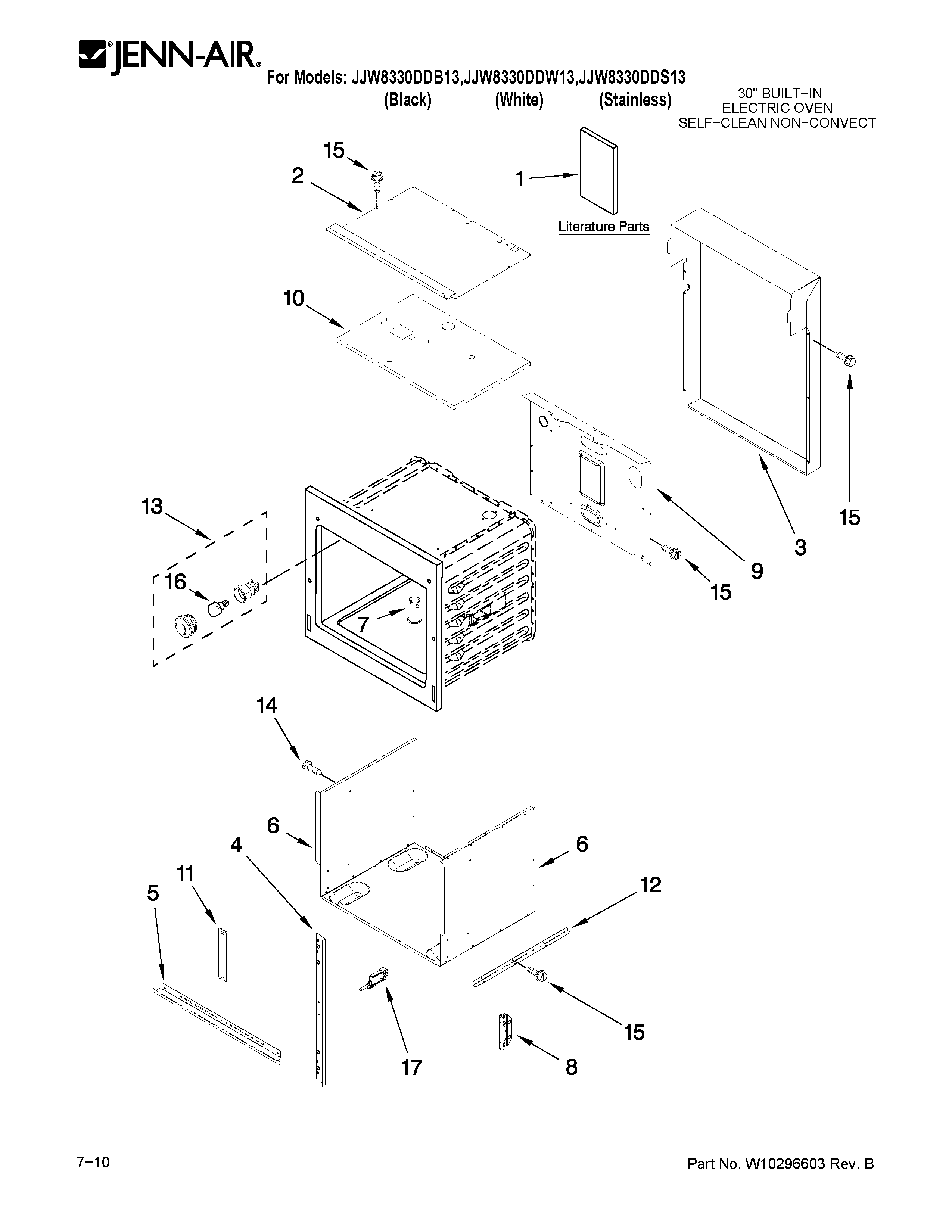 Jenn-Air JJW8330DDS13 oven parts diagram