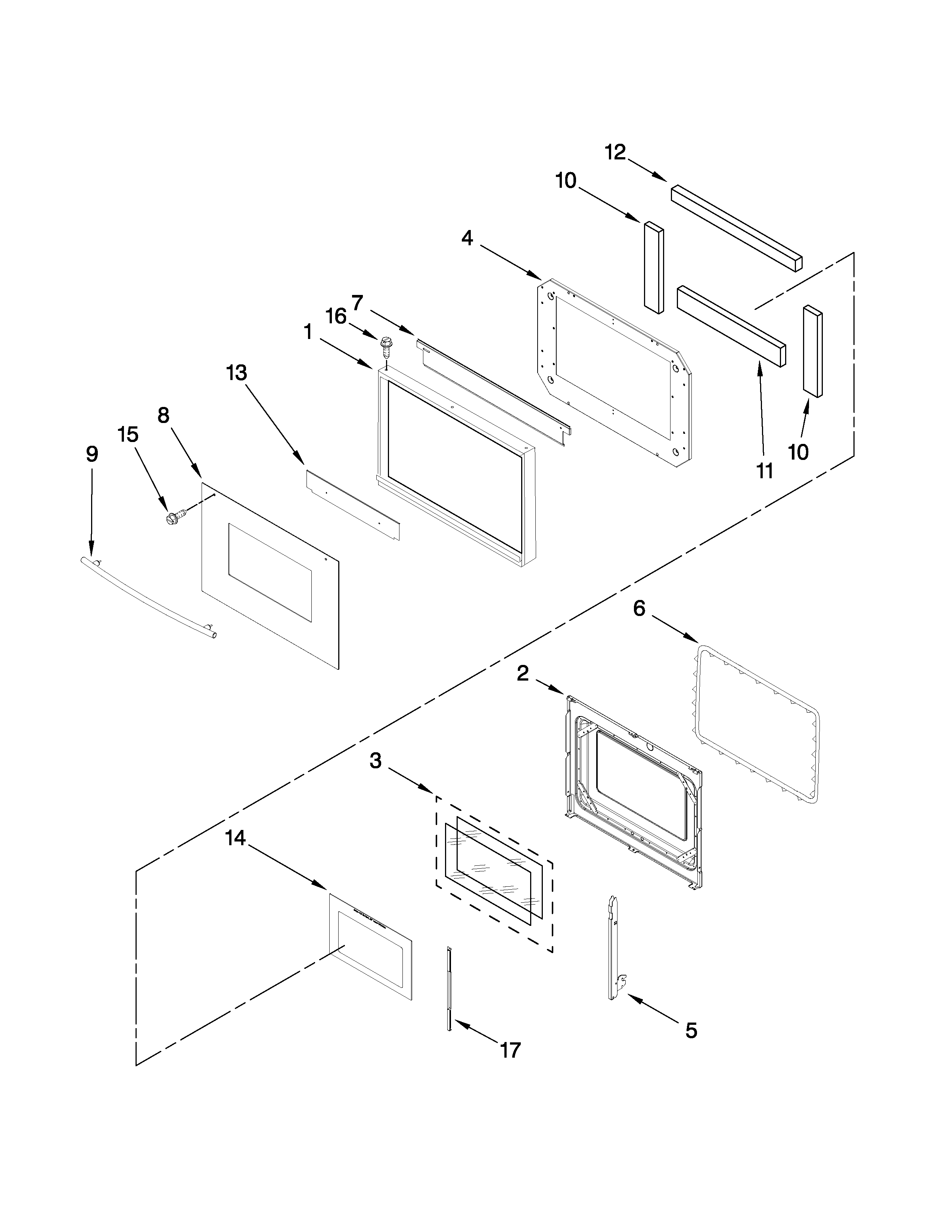 Jenn-Air JJW8330DDS13 oven door parts diagram