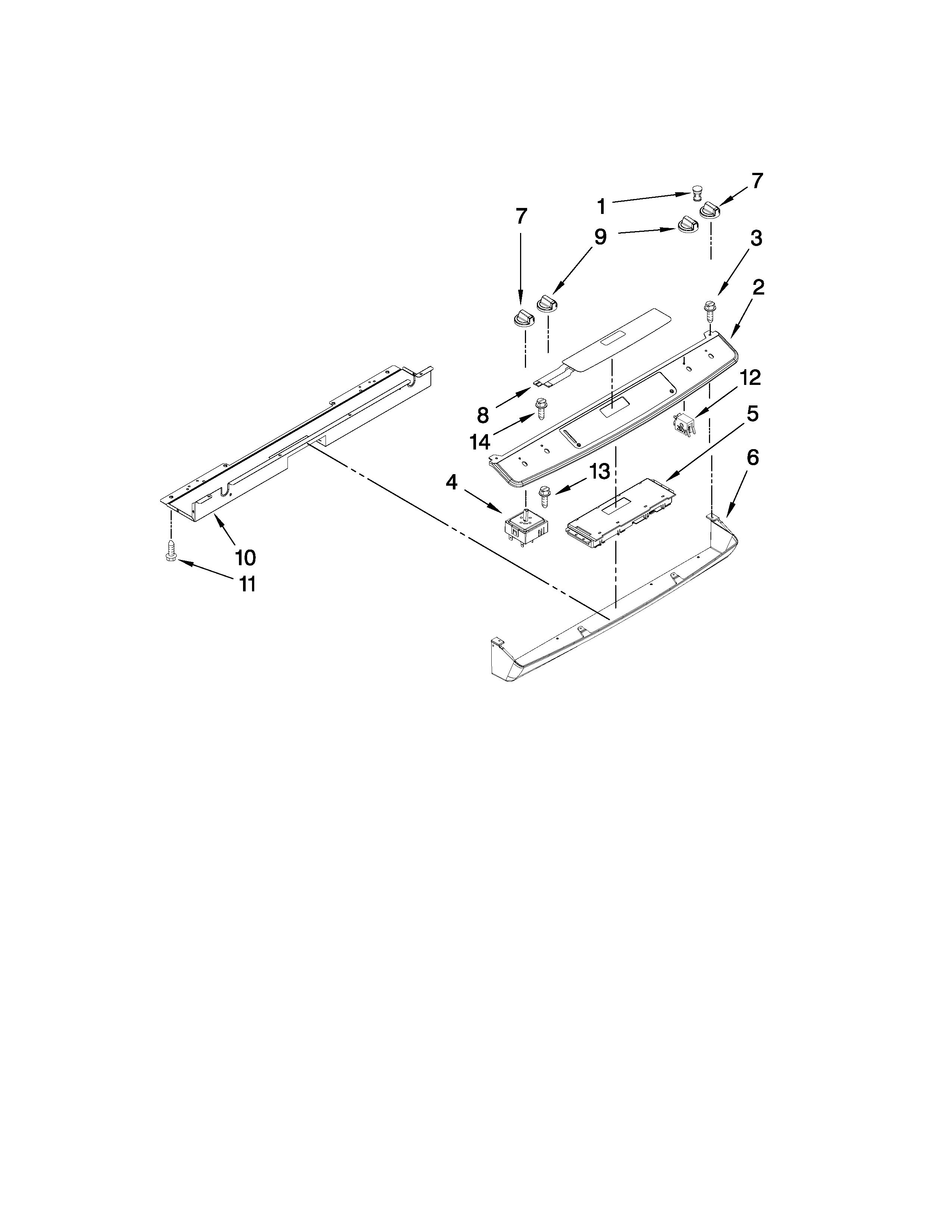 Whirlpool YGY397LXUQ04 control panel parts diagram