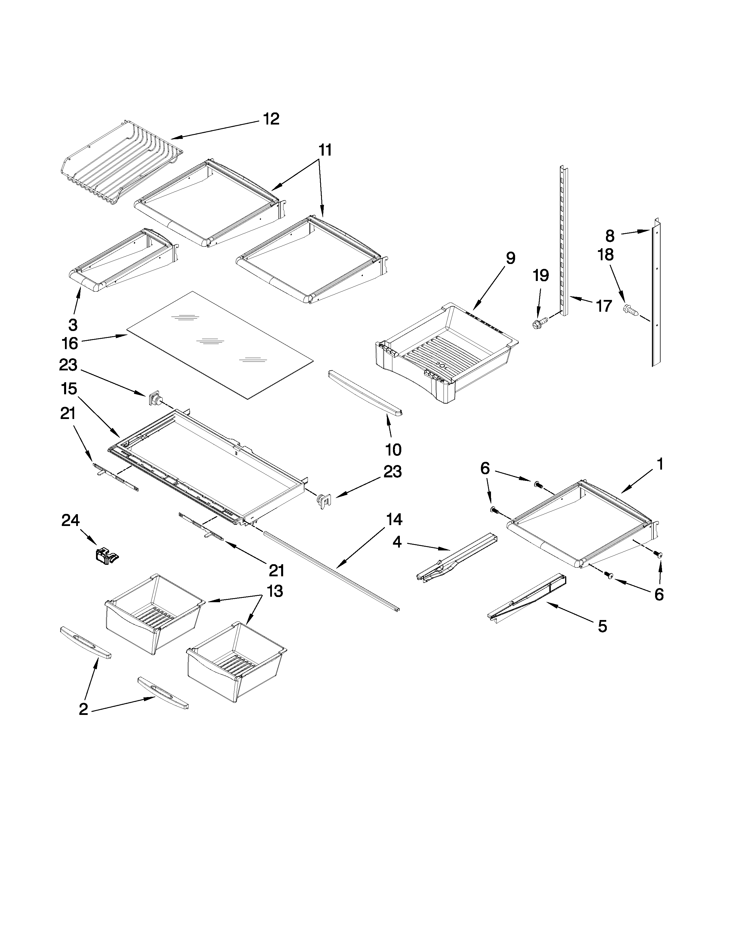 Whirlpool 7GI5FSAXVY3 shelf parts diagram