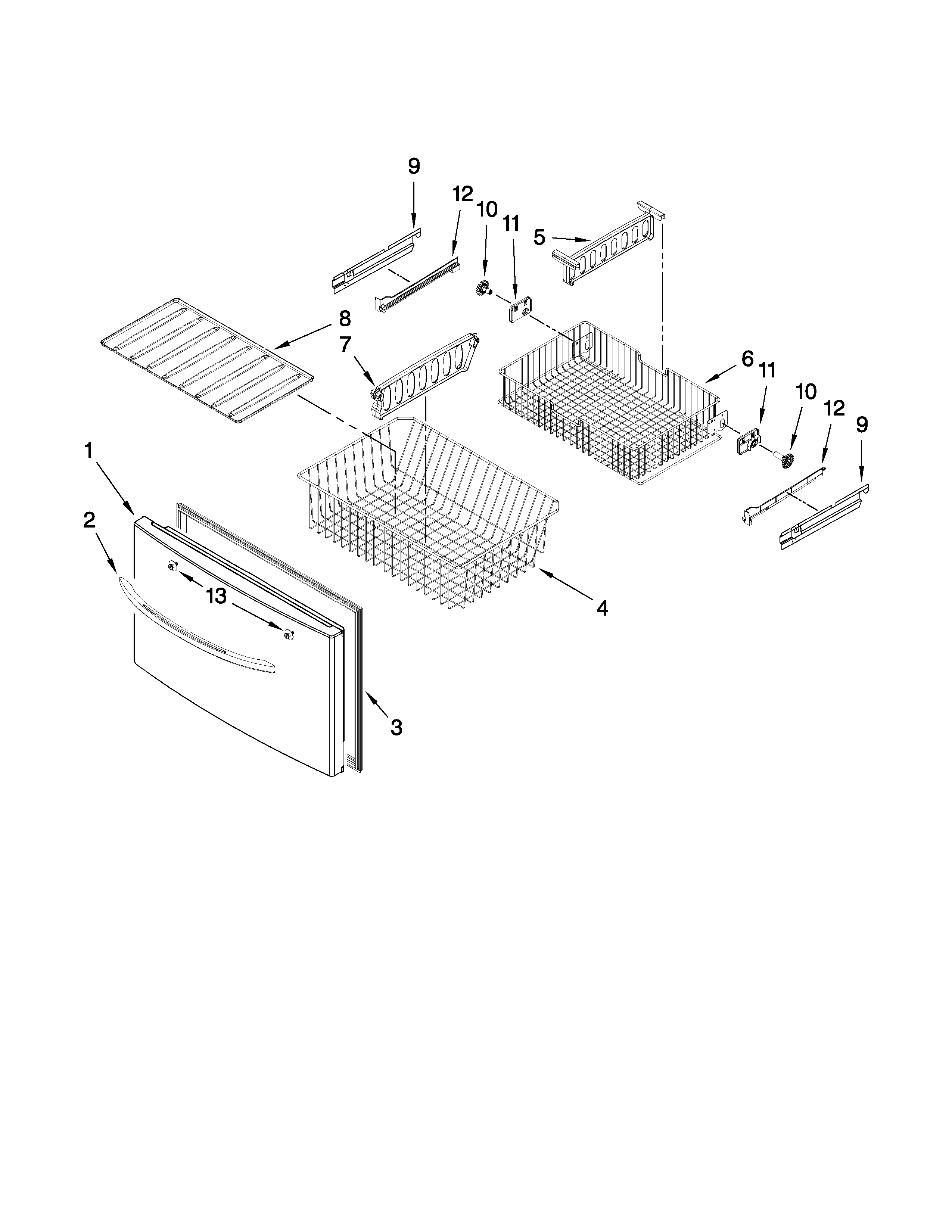 Whirlpool 7GI5FSAXVY3 freezer door parts diagram
