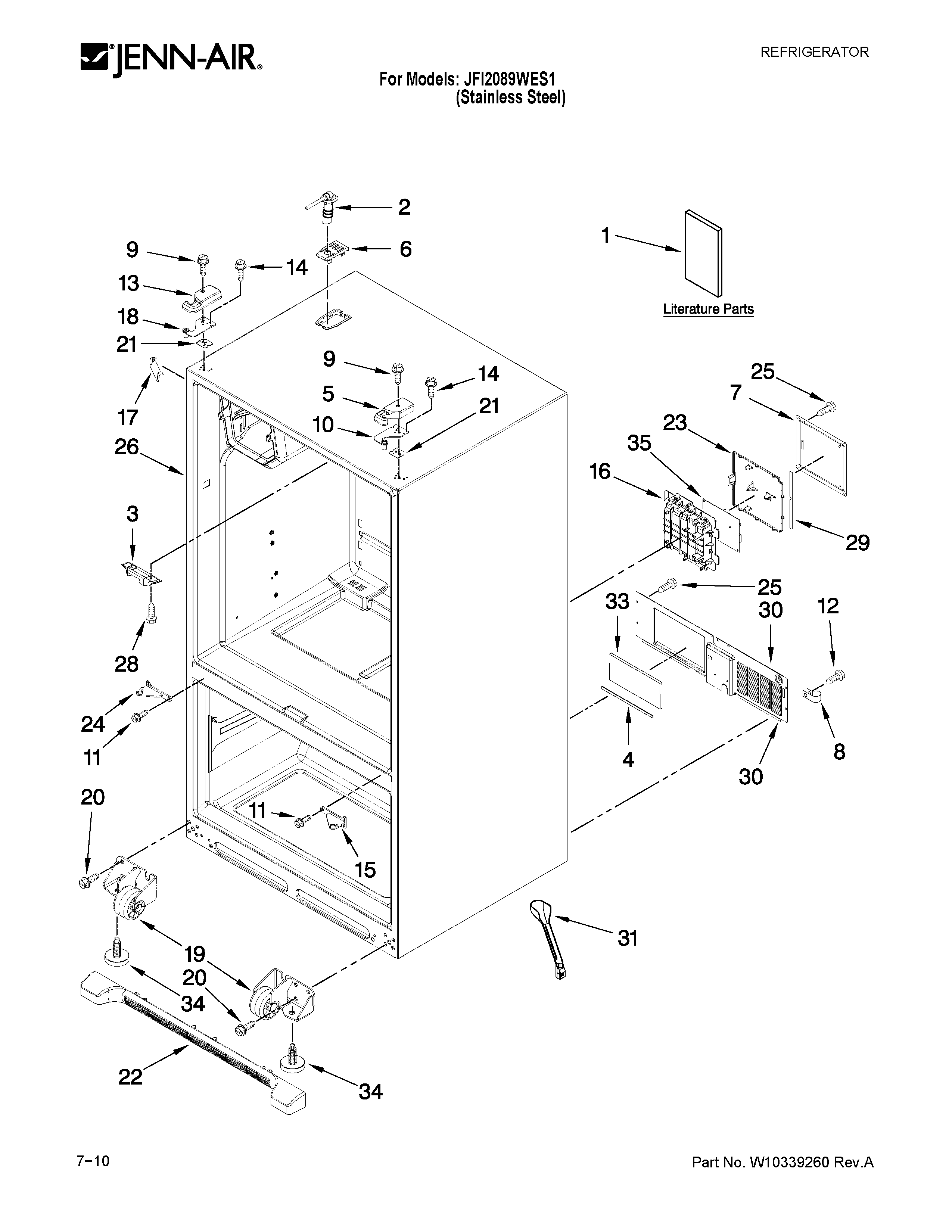 Jenn-Air JFI2089WES1 cabinet parts diagram
