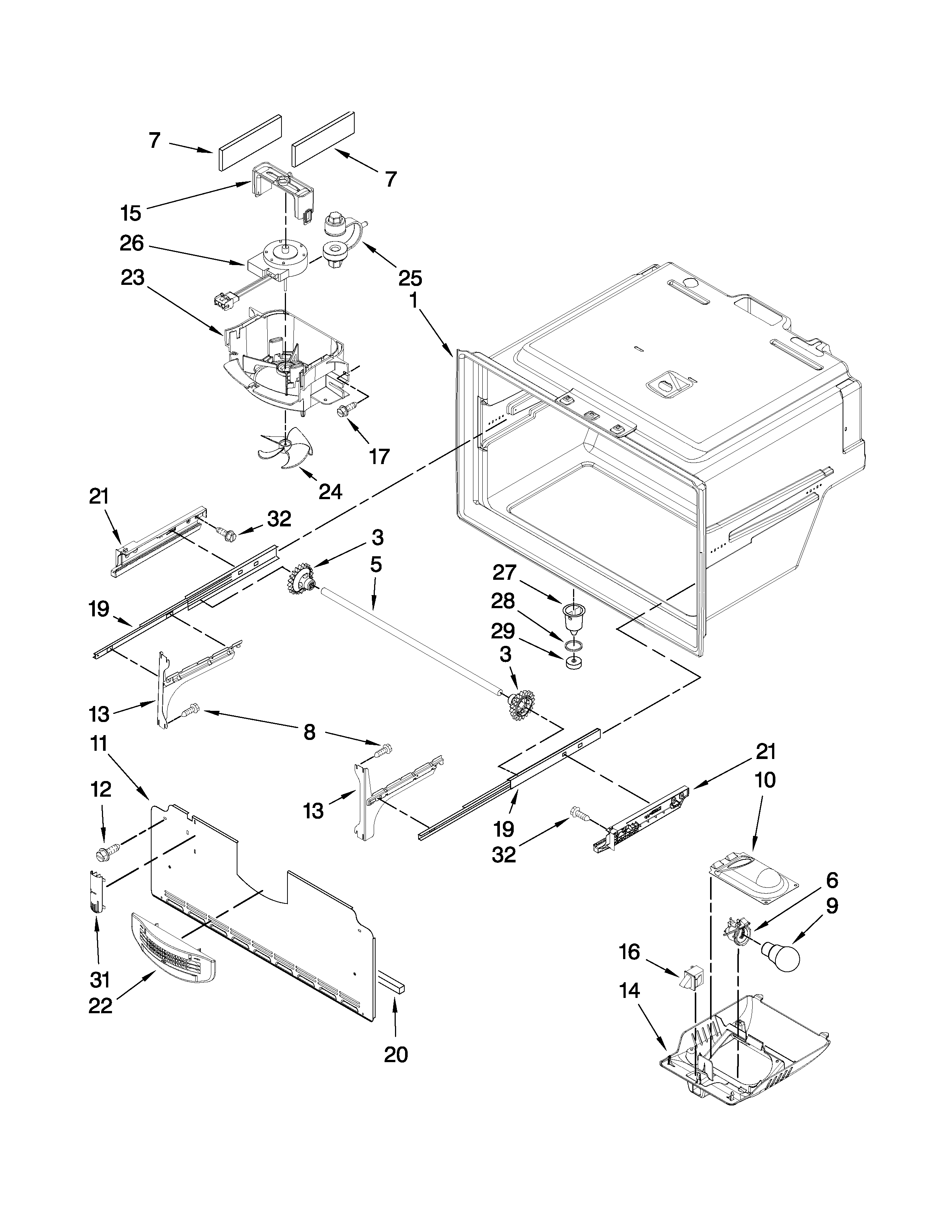 Jenn-Air JFI2089WES1 freezer liner parts diagram