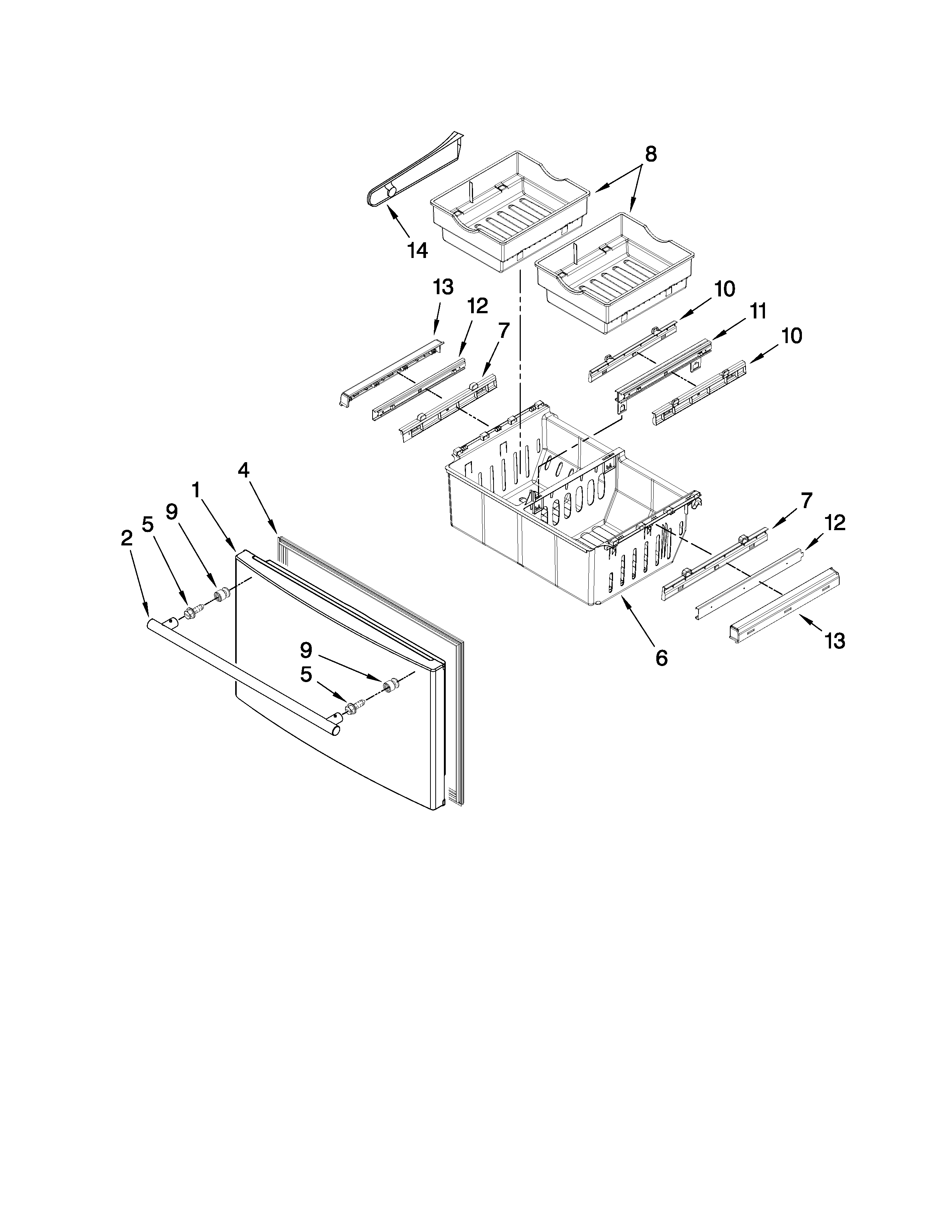 Jenn-Air JFI2089WES1 freezer door parts diagram