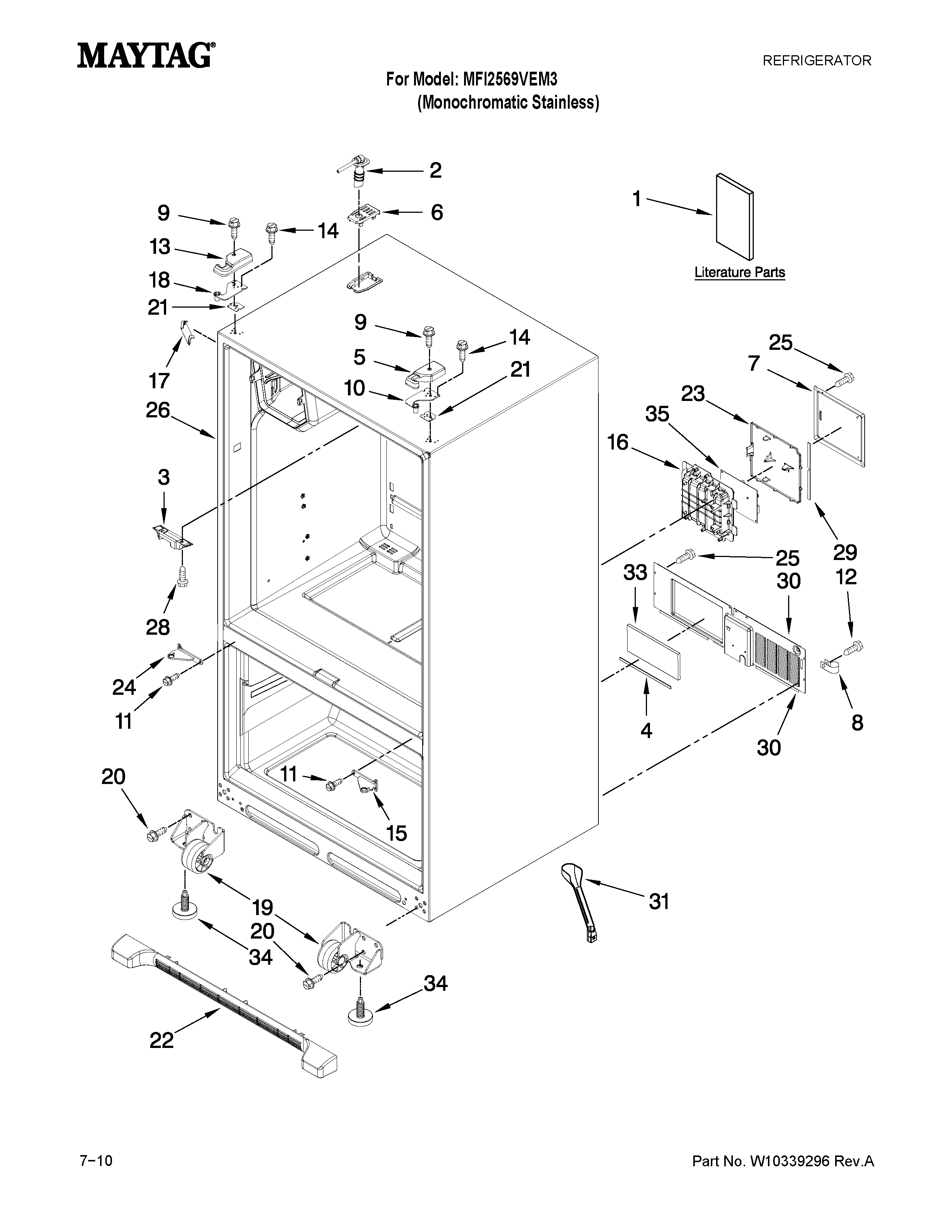 Maytag MFI2569VEM3 cabinet parts diagram