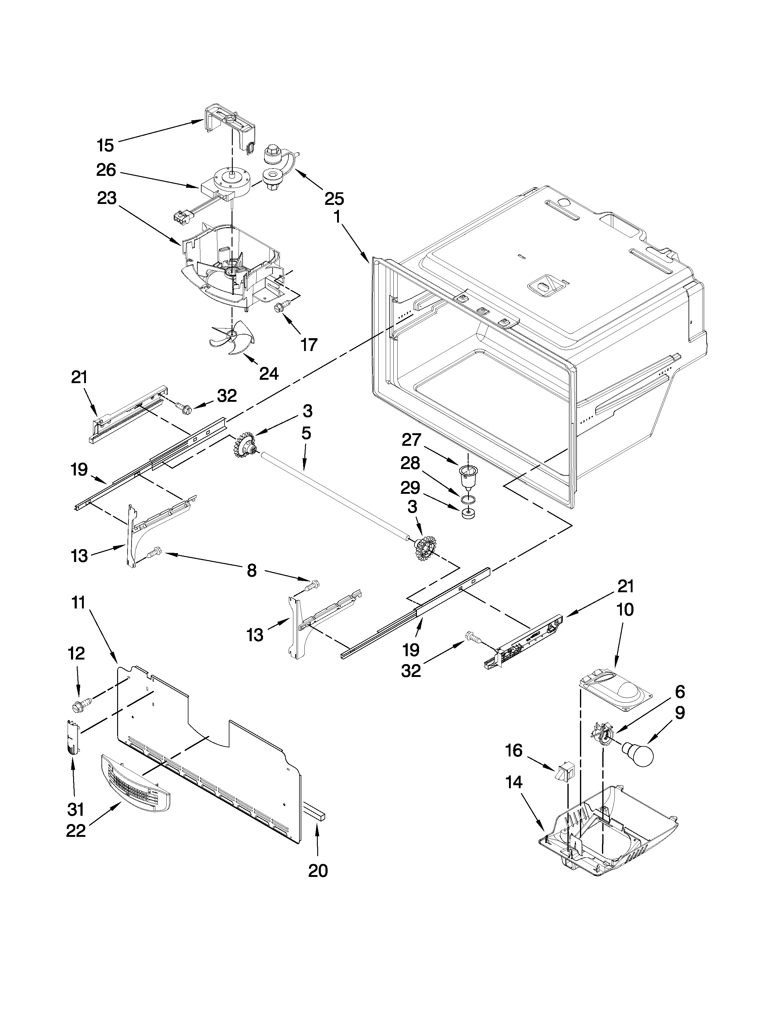 Maytag MFI2569VEM3 freezer liner parts diagram