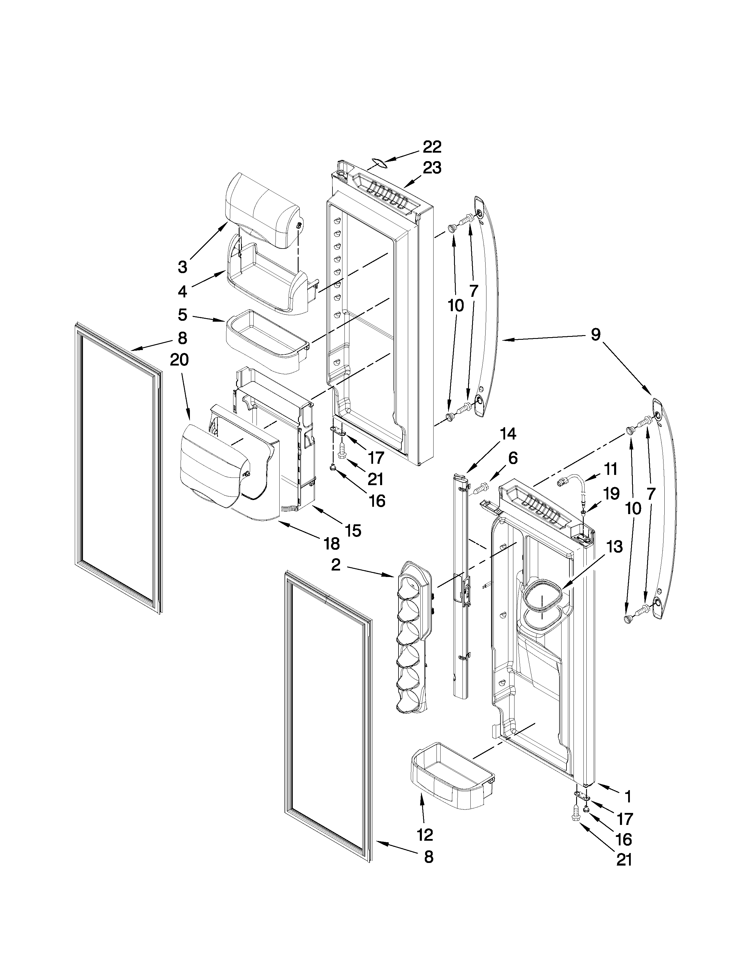Maytag MFI2569VEM3 refrigerator door parts diagram