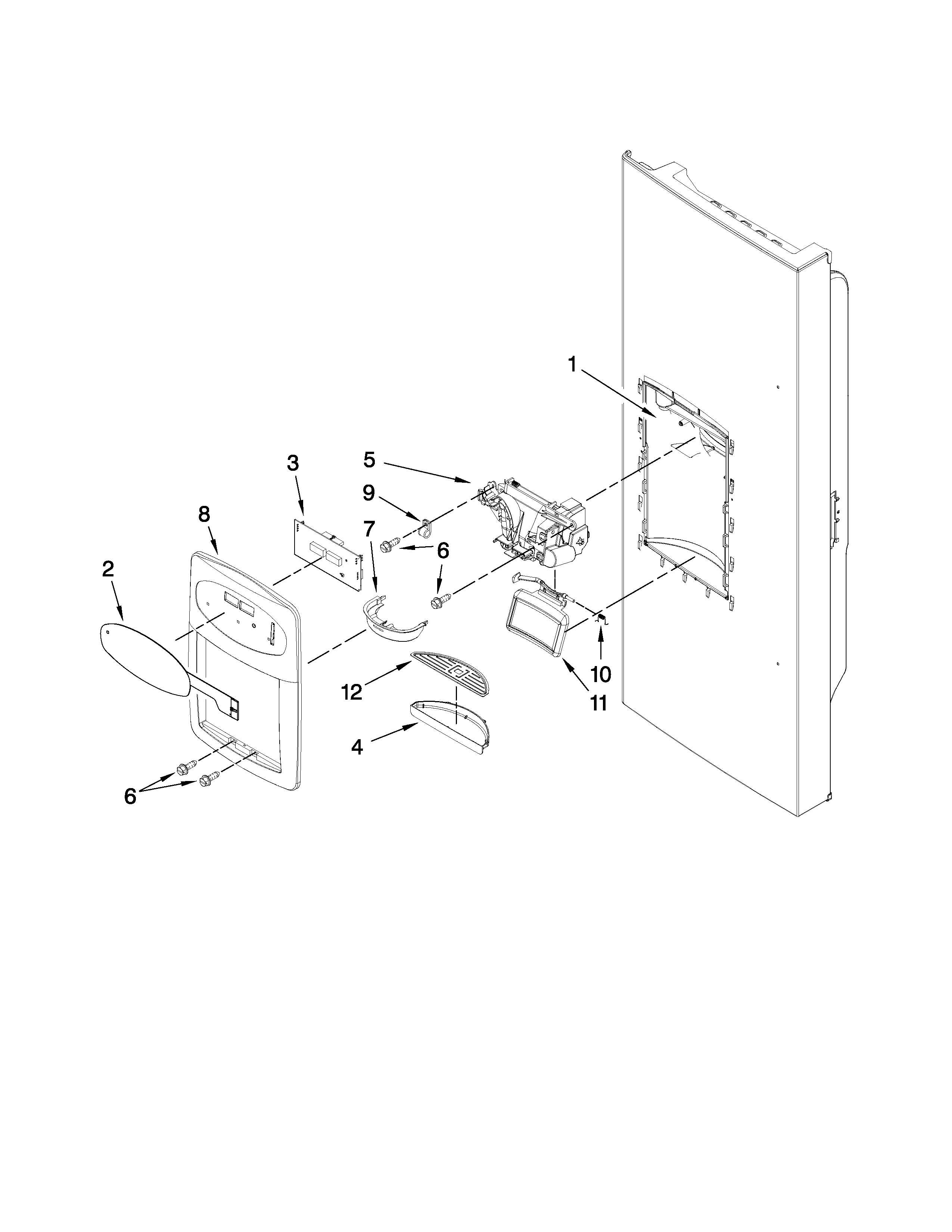 Maytag MFI2569VEM3 dispenser front parts diagram