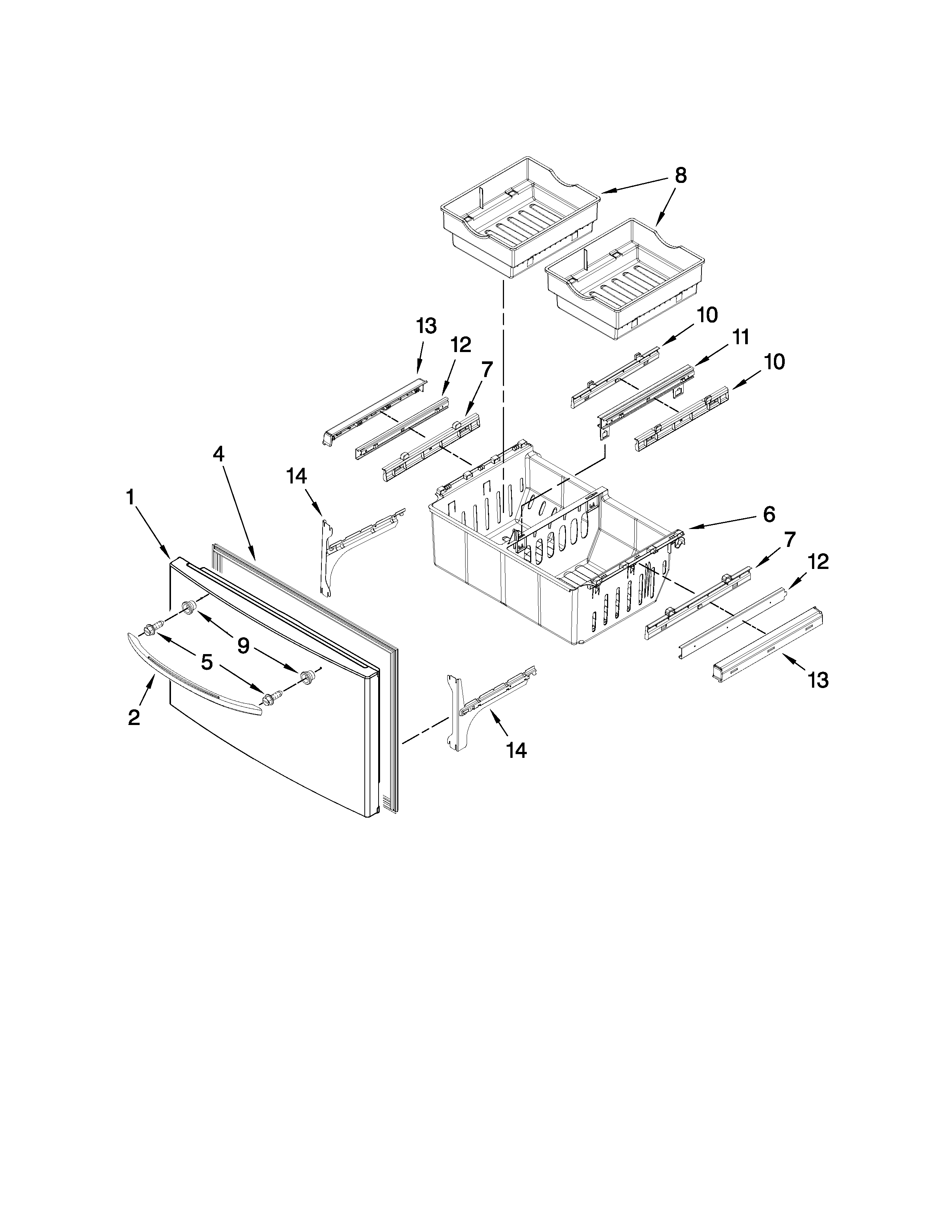 Maytag MFI2569VEM3 freezer door parts diagram