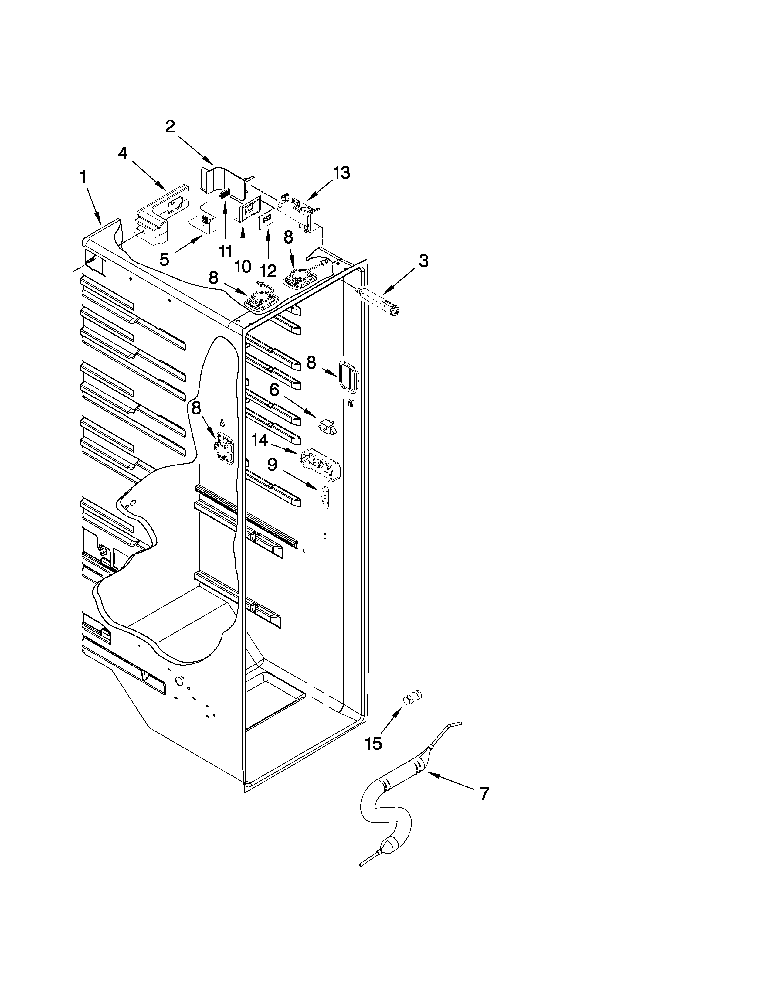 Whirlpool 6WSC20C6XW00 refrigerator liner parts diagram