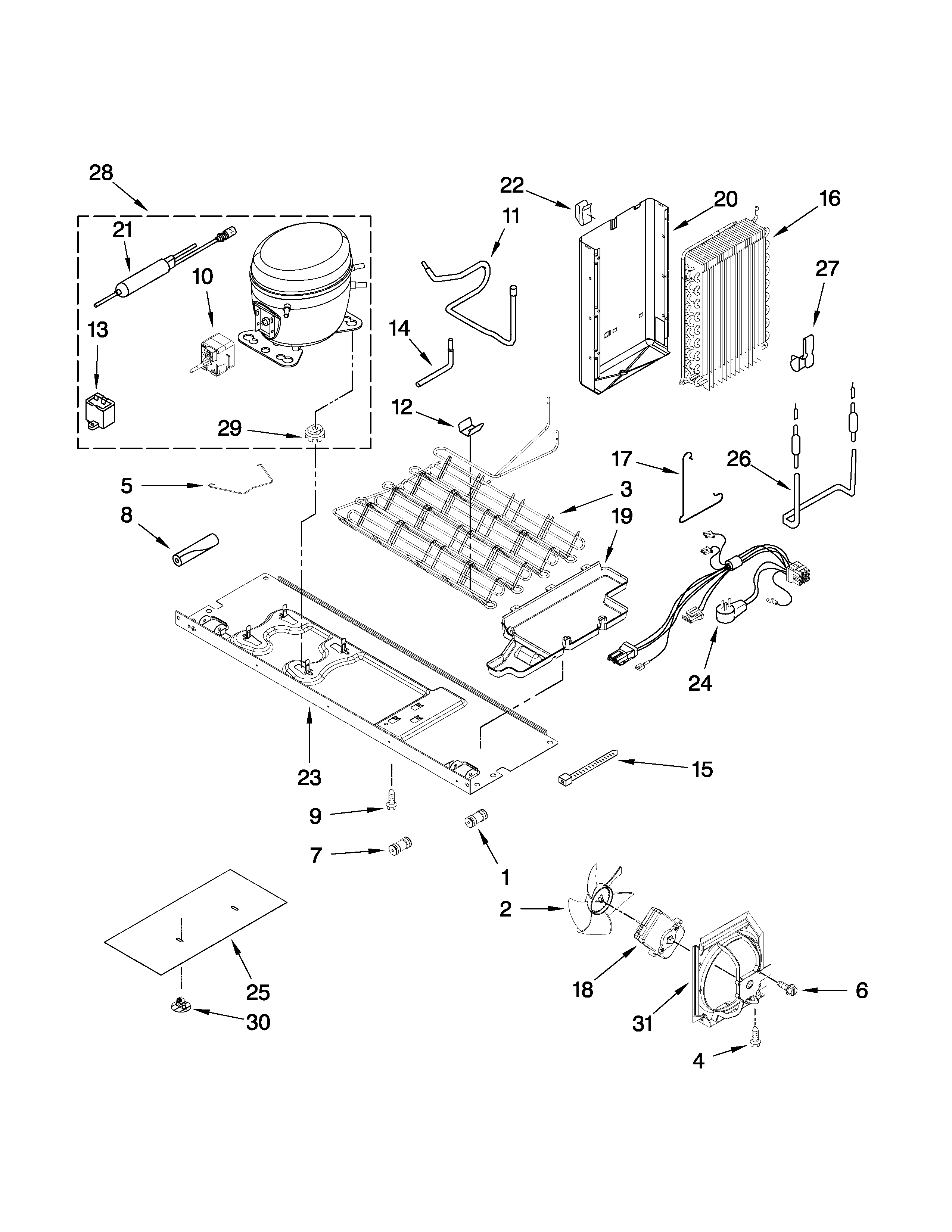 Whirlpool 6WSC20C6XW00 unit parts diagram