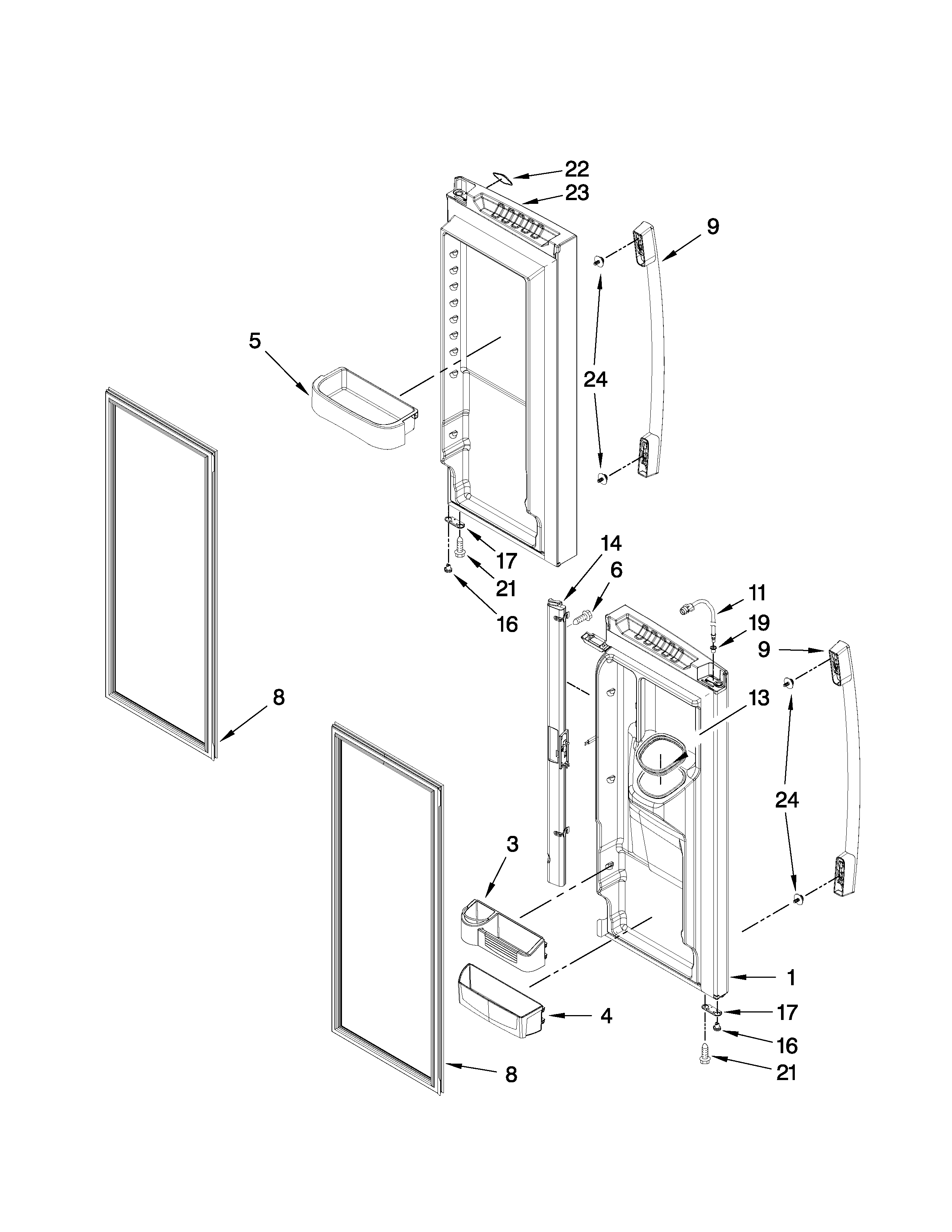 Whirlpool GI6FDRXXB00 refrigerator door parts diagram