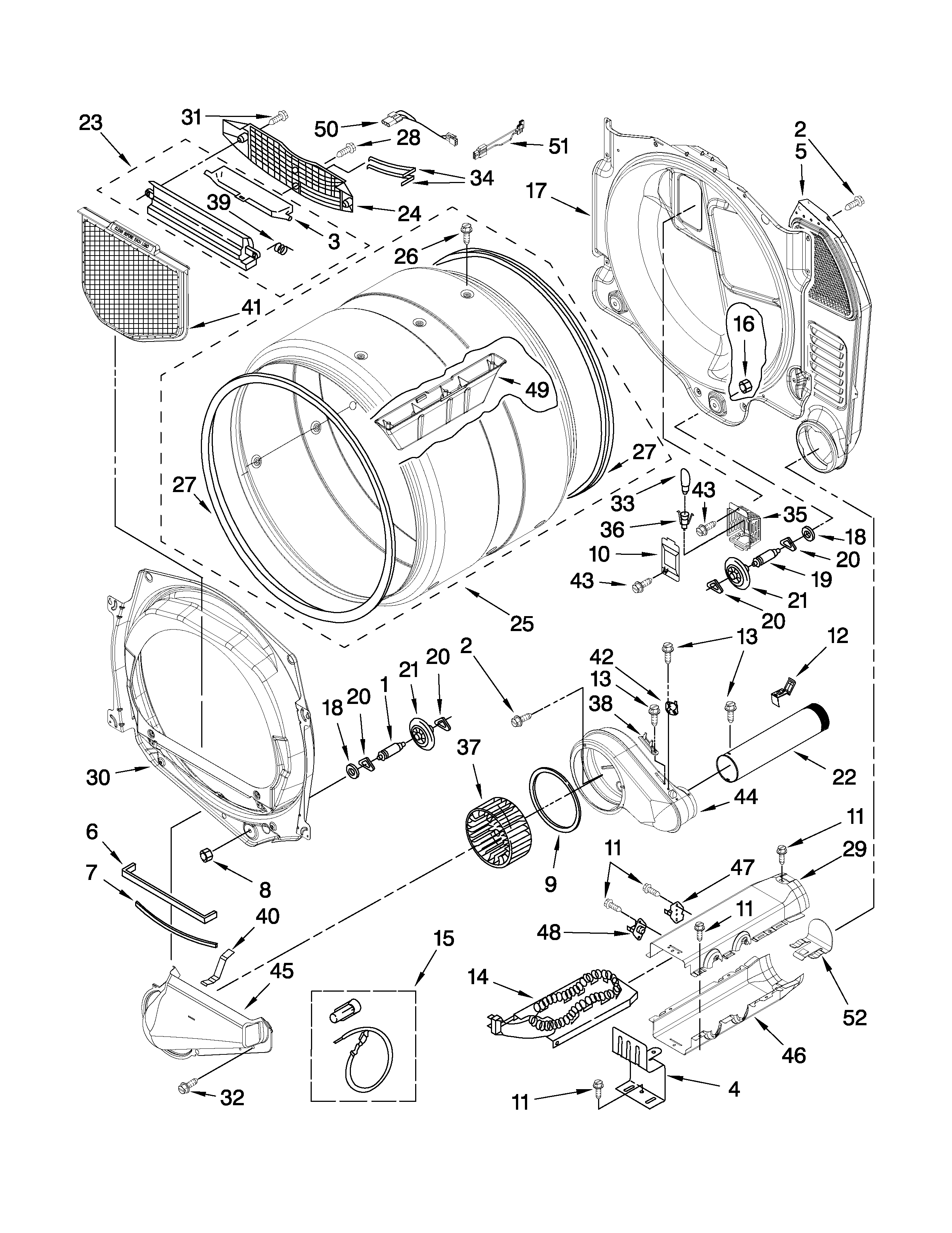 Amana NED7300WW1 bulkhead parts diagram