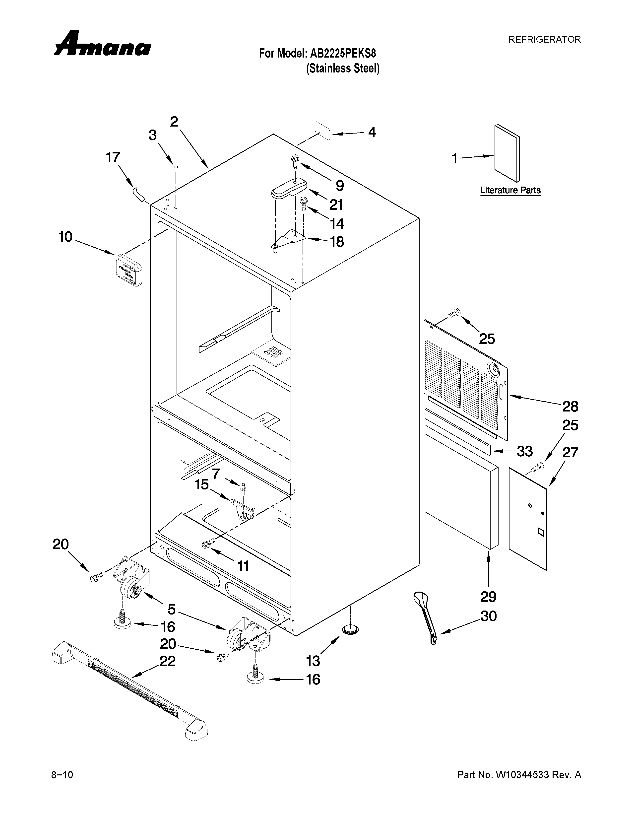 Amana AB2225PEKS8 cabinet parts diagram